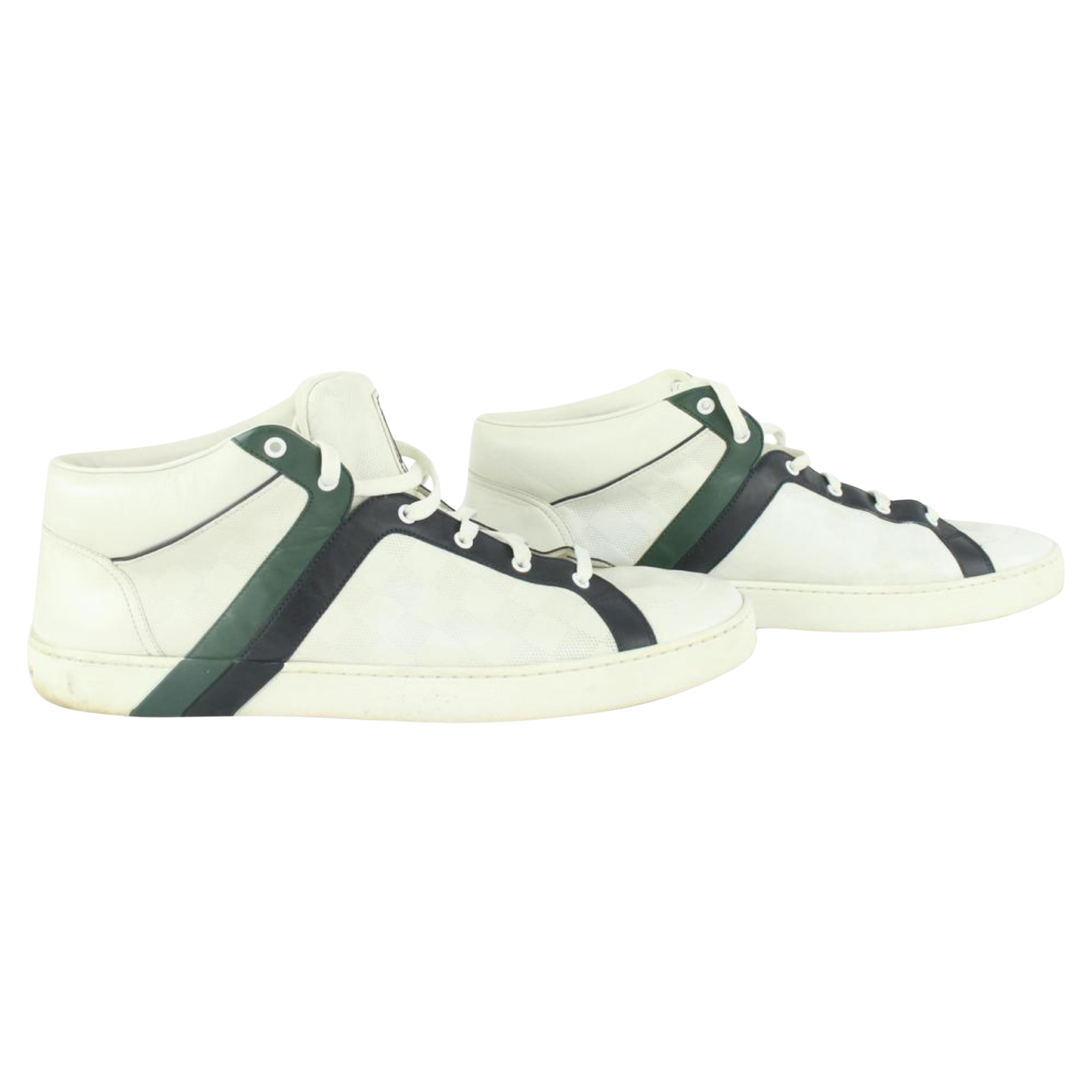 Louis Vuitton Men's 13 US Green x White Damier Infini Leather Sneaker  1117lv4 For Sale at 1stDibs