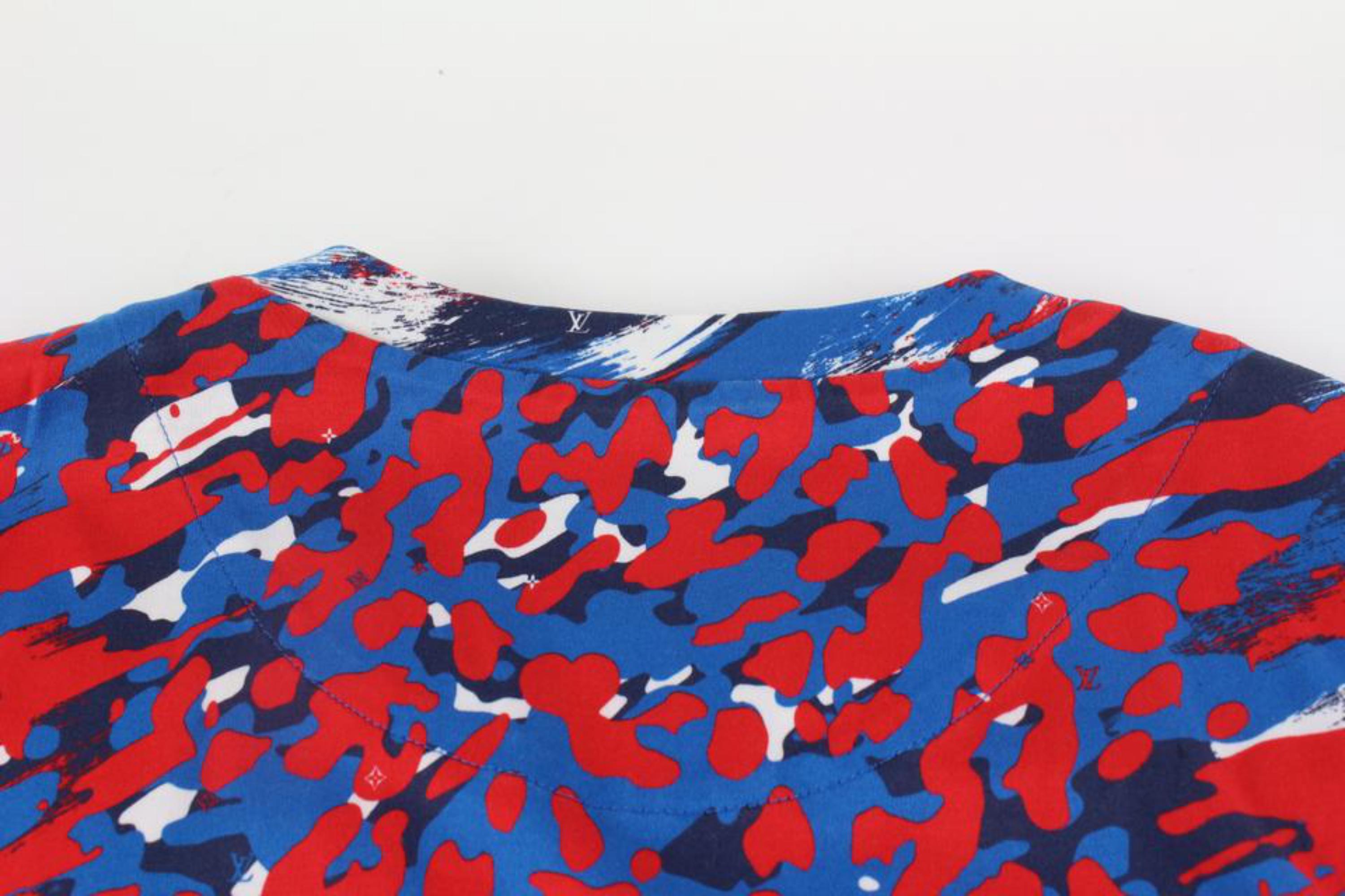 Pink Louis Vuitton Men's 3XL 4L Red x Blue Camo Volez Voguez Voyagez T-Shirt Tee 1116
