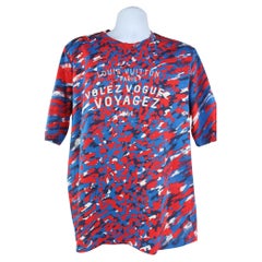 T-shirt pour homme Louis Vuitton 3XL 4L rouge x bleu Camo Volez Voguez Voyagez T-Shirt Tee 1116