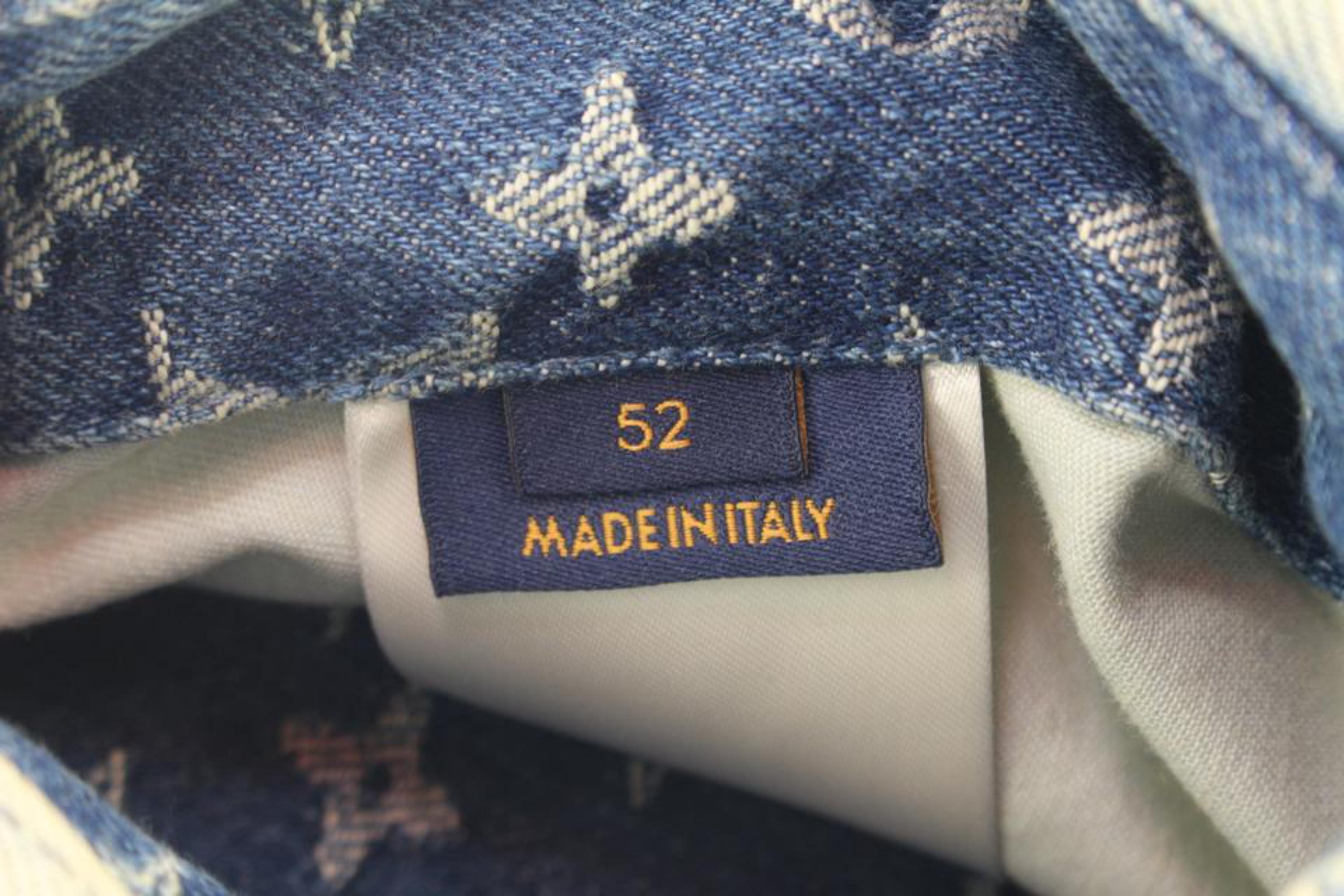Louis Vuitton Mens 52 Monogram Patchwork Denim Hoodie Zip Jacket 3L02 For Sale 2