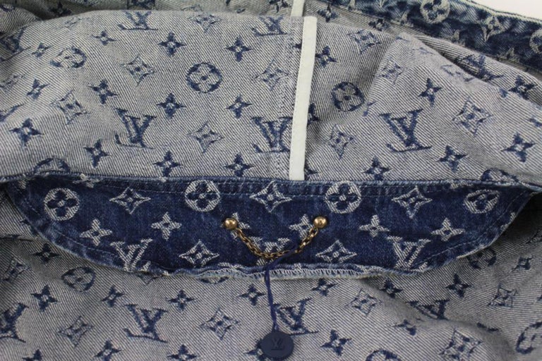Louis Vuitton Men's 52 Monogram Patchwork Denim Hoodie Zip Jacket