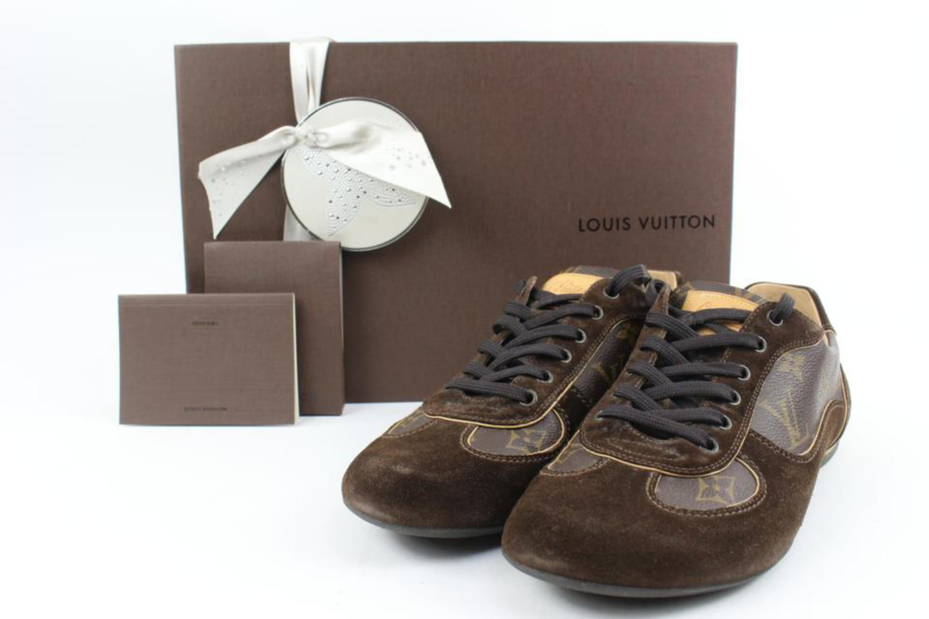 Louis Vuitton Men's 7 US Brown Suede Monogram Energie Sneaker Full Set 37lv31s For Sale 8