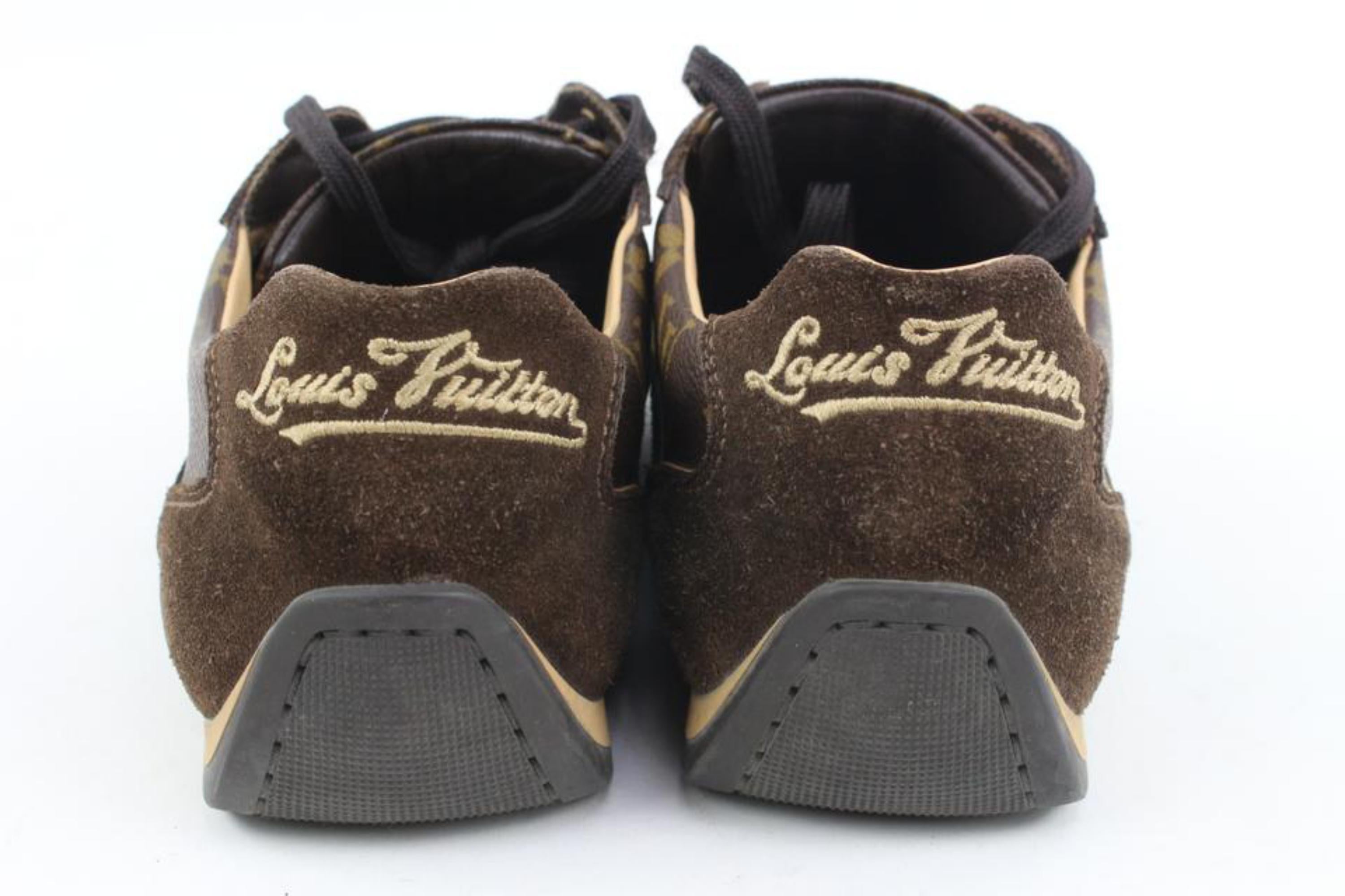 Louis Vuitton Men's 7 US Brown Suede Monogram Energie Sneaker Full Set 37lv31s In Good Condition For Sale In Dix hills, NY