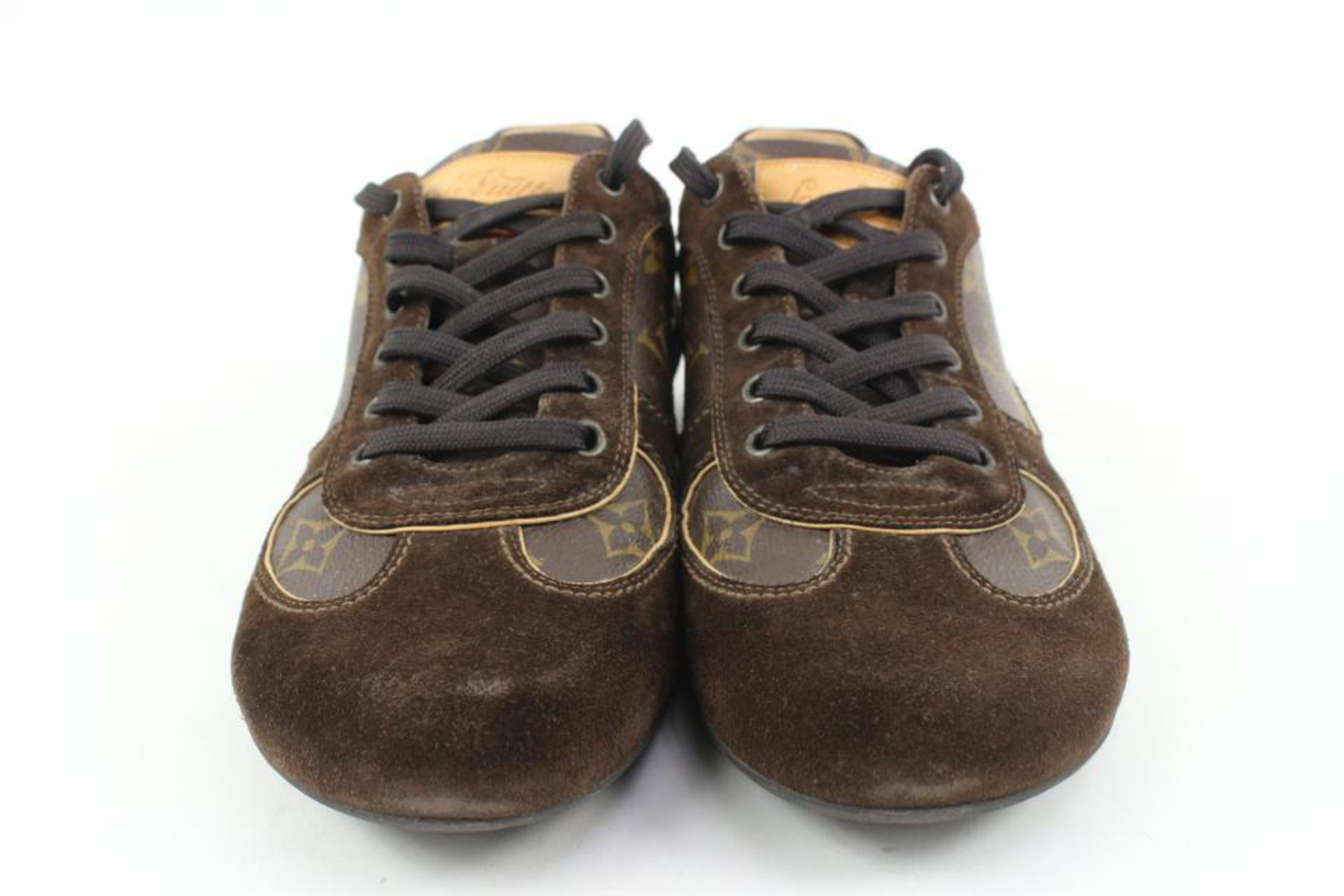 Louis Vuitton Men's 7 US Brown Suede Monogram Energie Sneaker Full Set 37lv31s For Sale 1