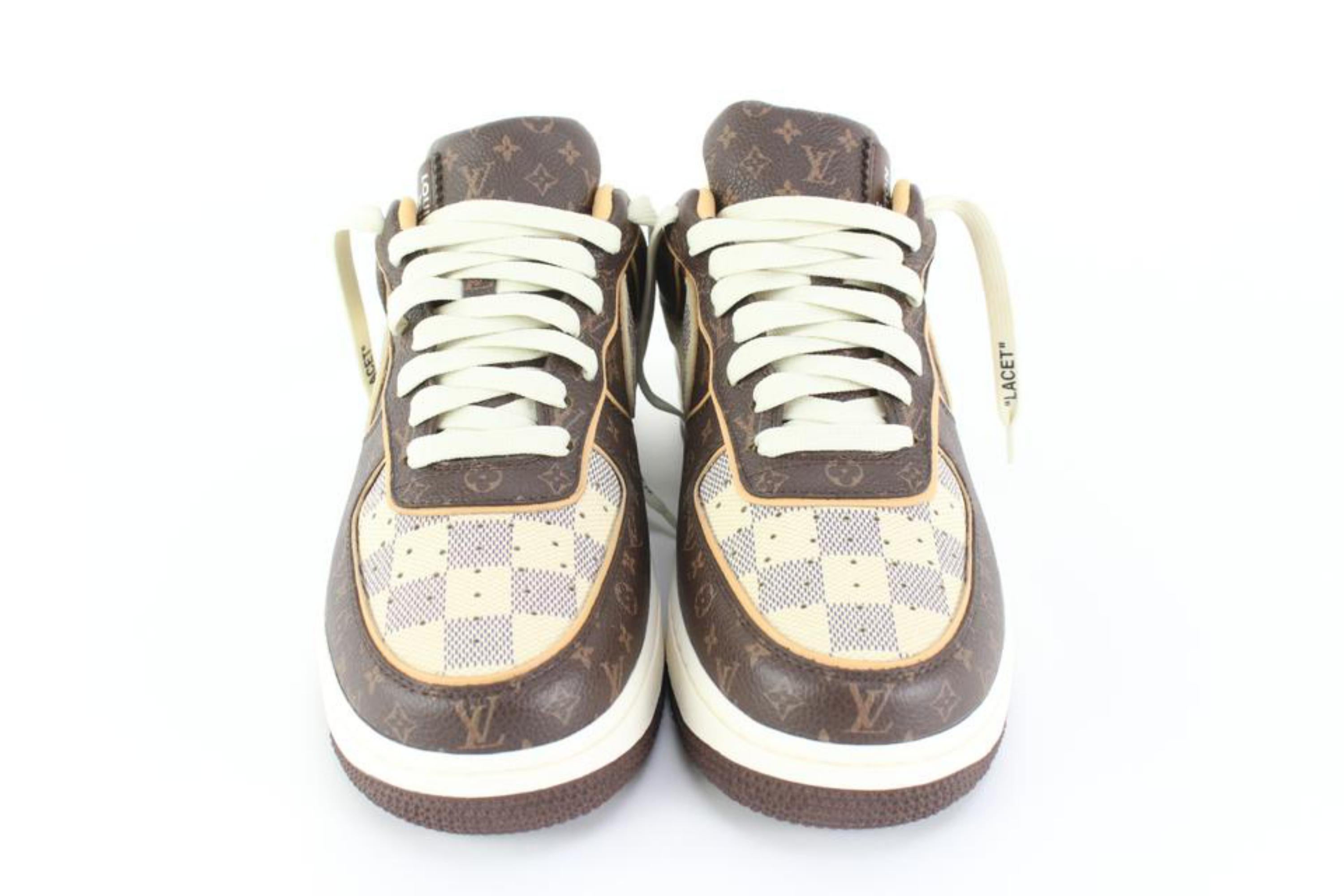 Louis Vuitton Men's 7.5 Virgil Abloh Damier Azur Monogram Air Force 1 0L6 3