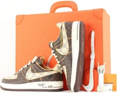 Louis Vuitton Men's 7.5 Virgil Abloh Damier Azur Monogram Air Force 1 0L6
