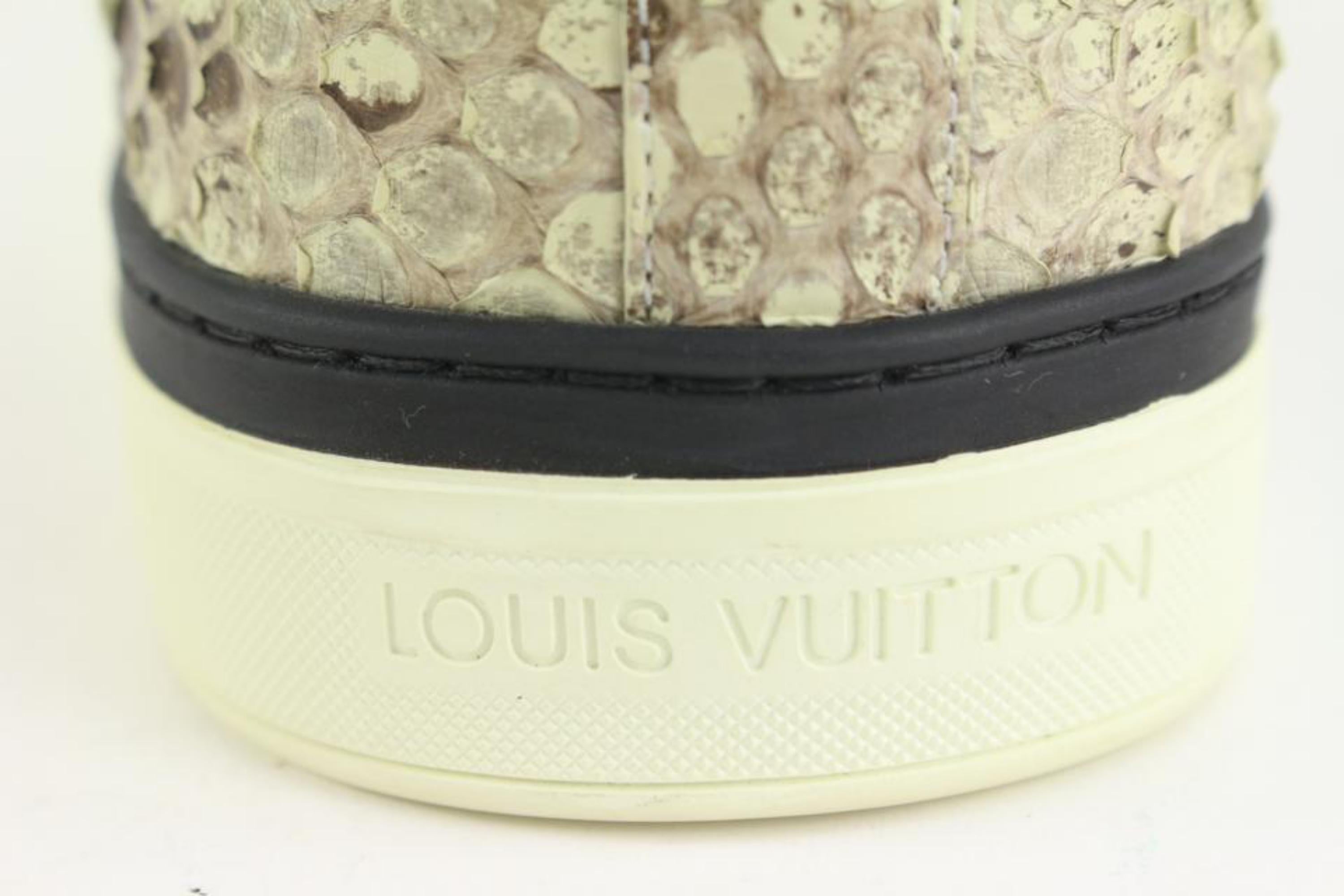 Beige Louis Vuitton Men's 8 US Python Ivory Cream High Top Sneaker 1213lv15 For Sale