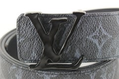 Louis Vuitton Men's 85/34 40MM LV Initials Taurillon Shadow Reversible Belt 1LV9