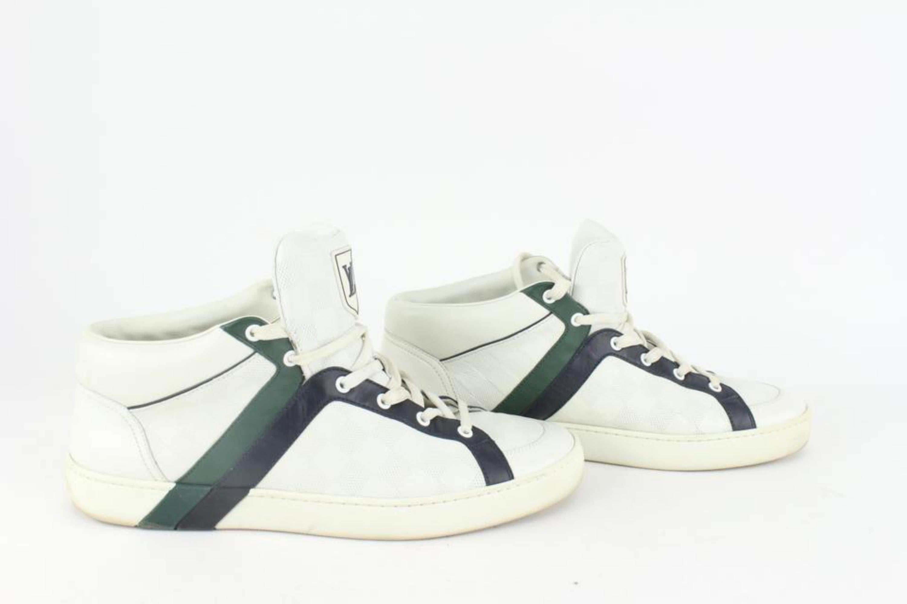 Baskets Louis Vuitton en cuir Damier Infini blanc vert et blanc pour homme 1117lv8, taille 8,5 US en vente 4