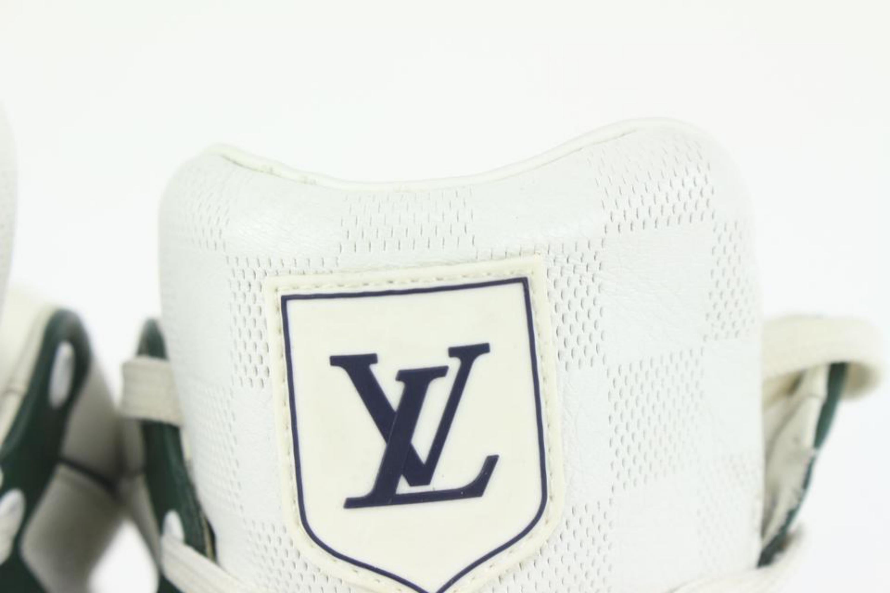 Louis Vuitton Men's 8.5 US Greenx White Damier Infini Leather Sneaker 1117lv8 For Sale 1