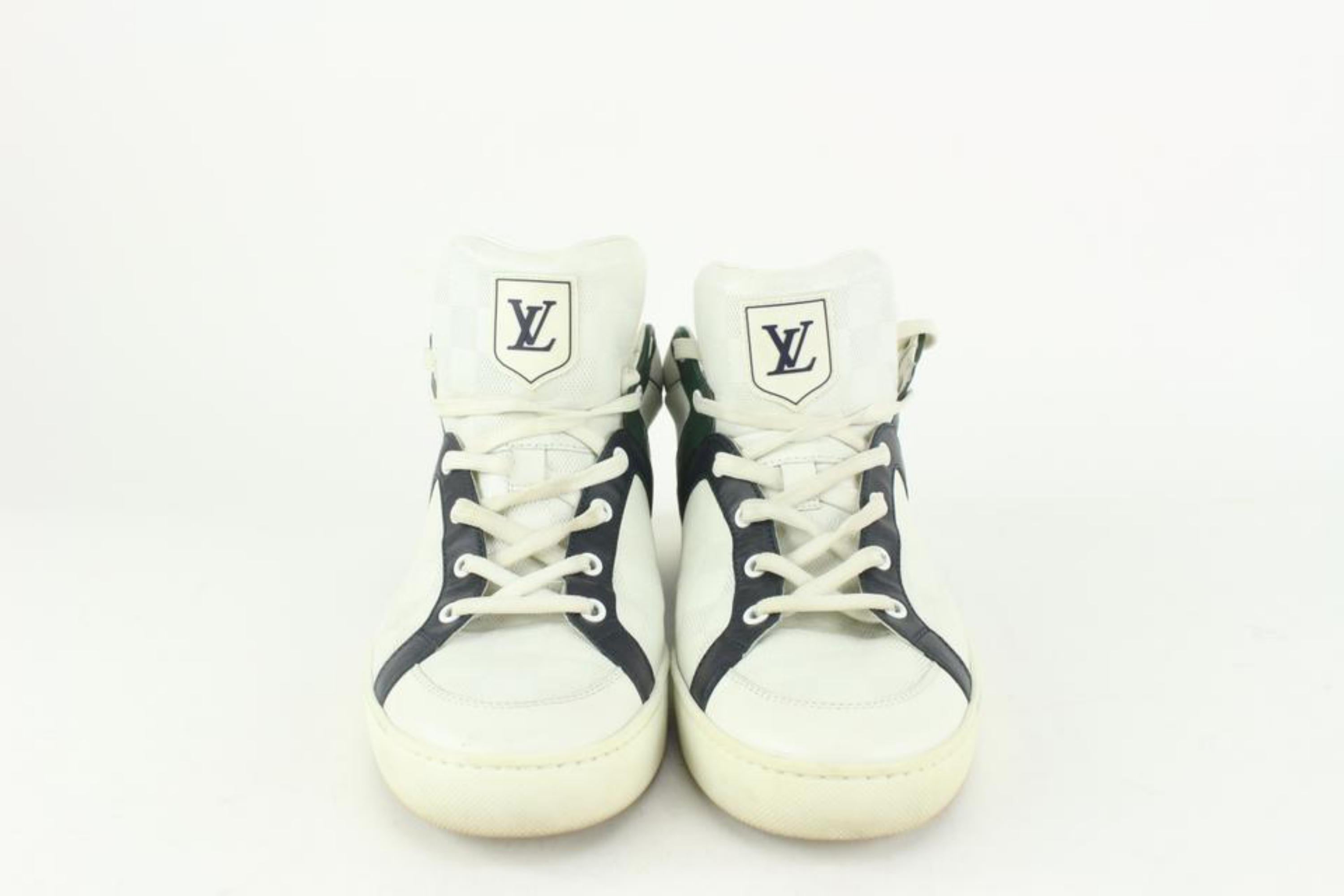 Baskets Louis Vuitton en cuir Damier Infini blanc vert et blanc pour homme 1117lv8, taille 8,5 US Pour hommes en vente