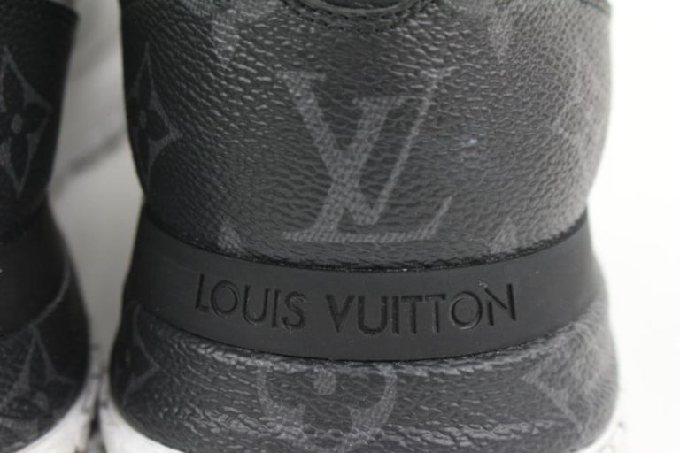 Louis Vuitton Men Black Leather Fashion Sneakers Shoe Size 9.5
