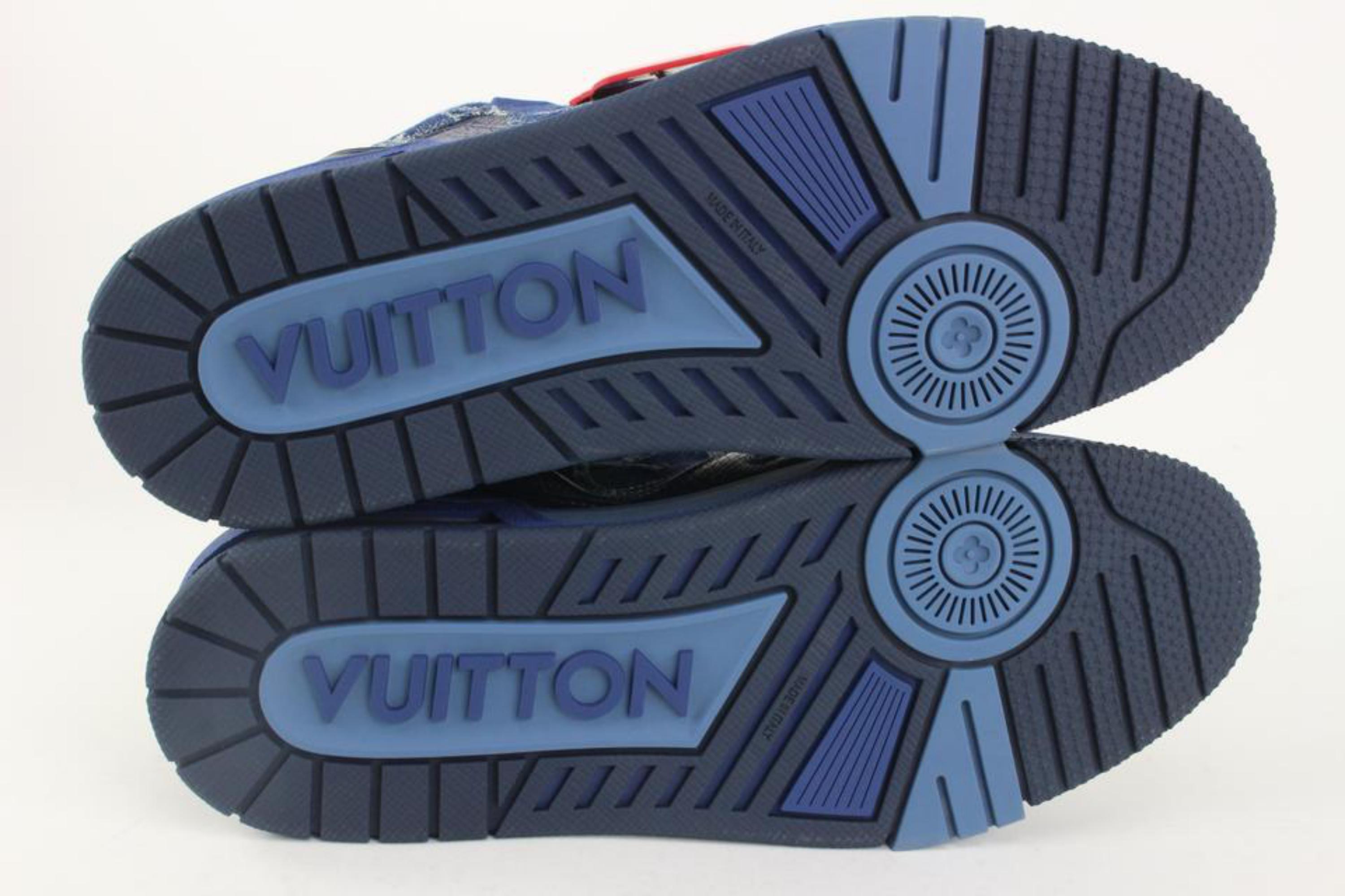 Baskets de sport Louis Vuitton 9 US en jean avec monogramme bleu Virgil, Taille 1115 en vente 2