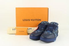 Louis Vuitton Men's 9 US Nigo x Virgil Blue Monogram Denim Trainer Sneaker1115lv