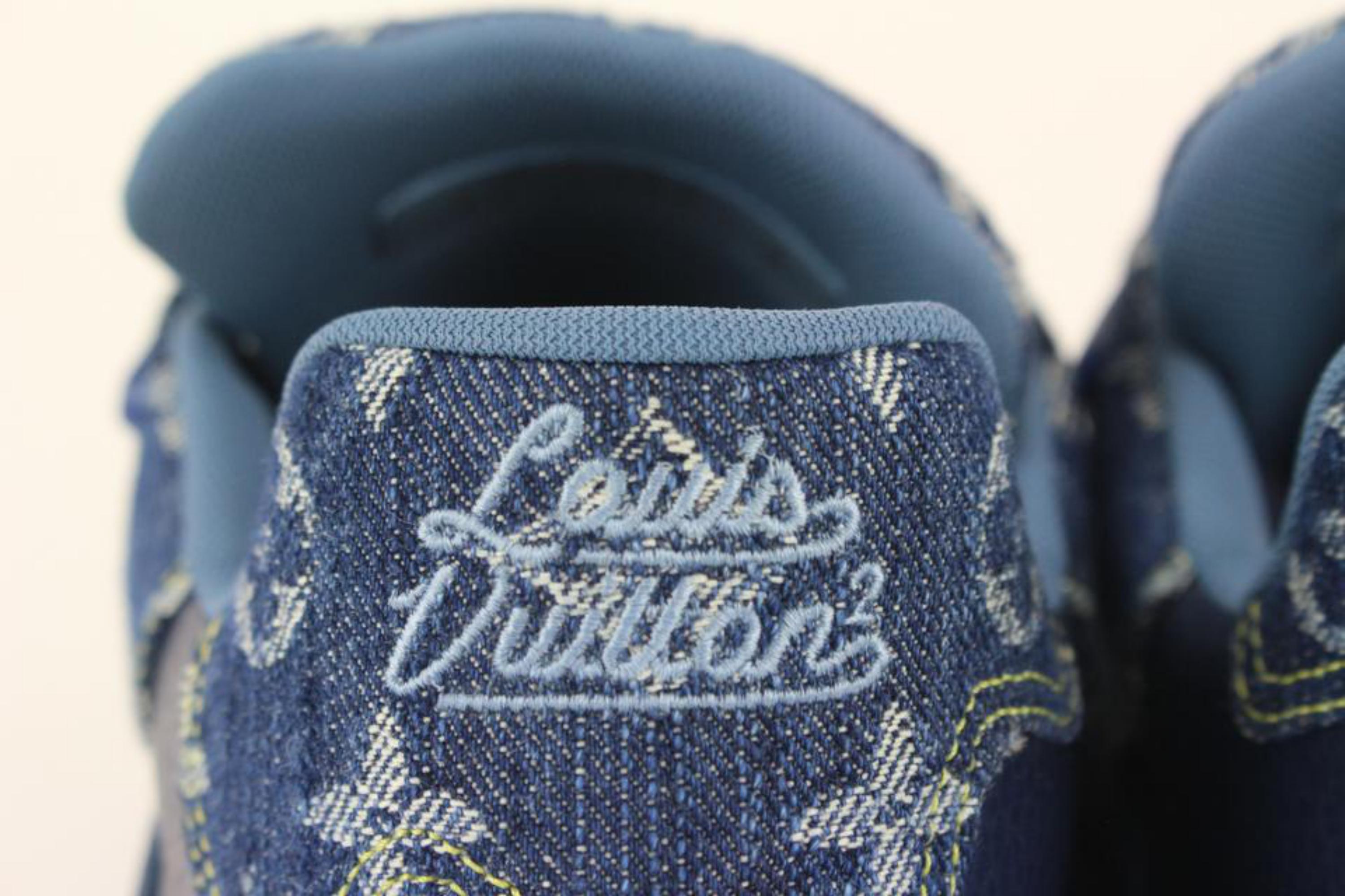 Gray Louis Vuitton Men's 9 US Nigo x Virgil Blue Monogram Denim Trainer Sneaker1115lv For Sale