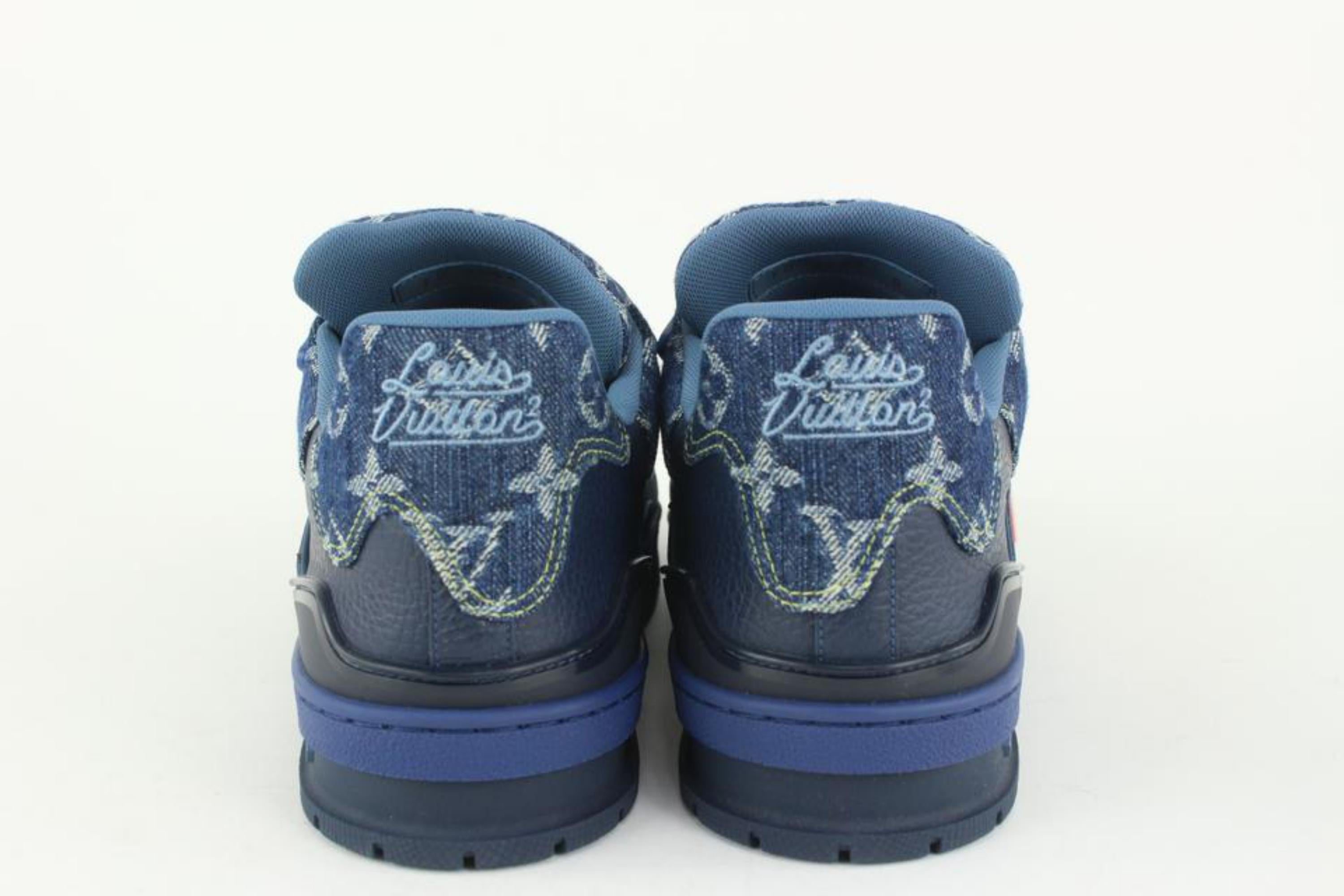 Louis Vuitton Men's 9 US Nigo x Virgil Blue Monogram Denim Trainer Sneaker1115lv For Sale 1