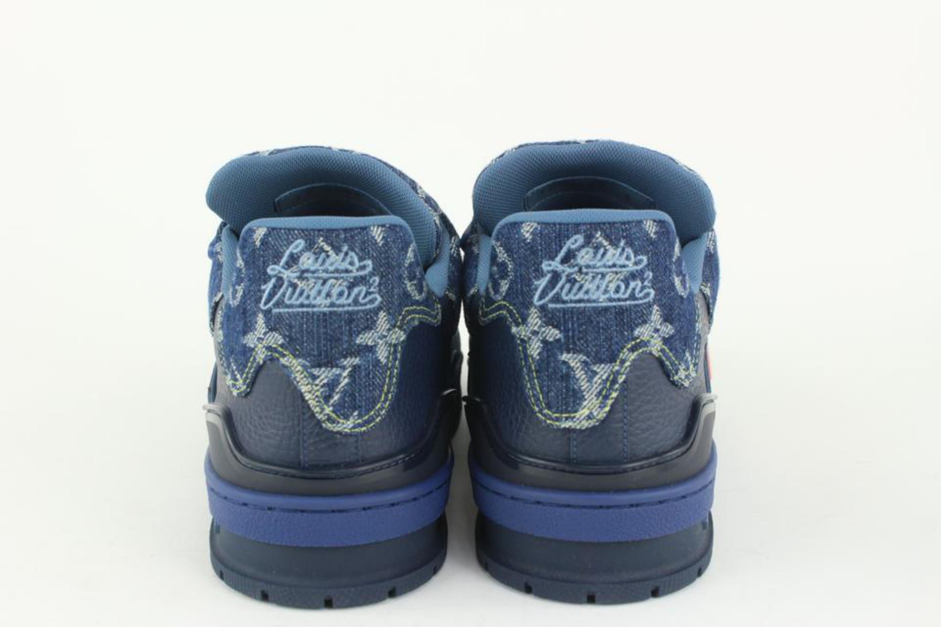 Baskets de sport Louis Vuitton 9 US en jean avec monogramme bleu Virgil, Taille 1115 Pour hommes en vente