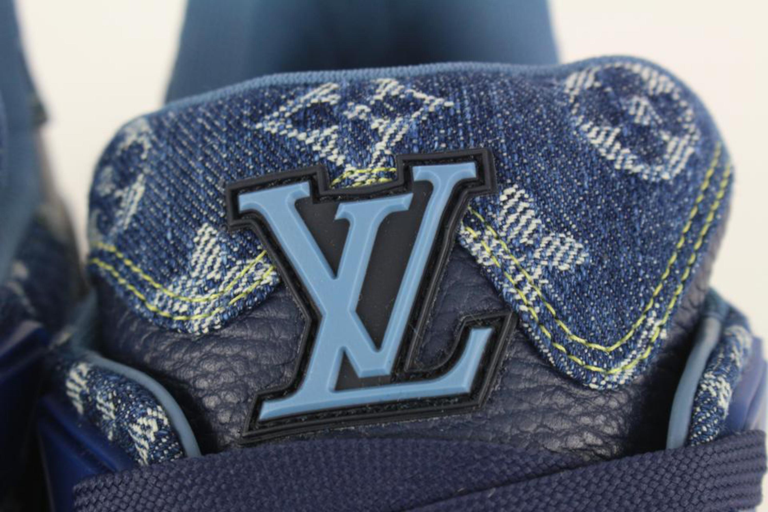 Louis Vuitton Men's 9 US Nigo x Virgil Blue Monogram Denim Trainer Sneaker1115lv For Sale 2
