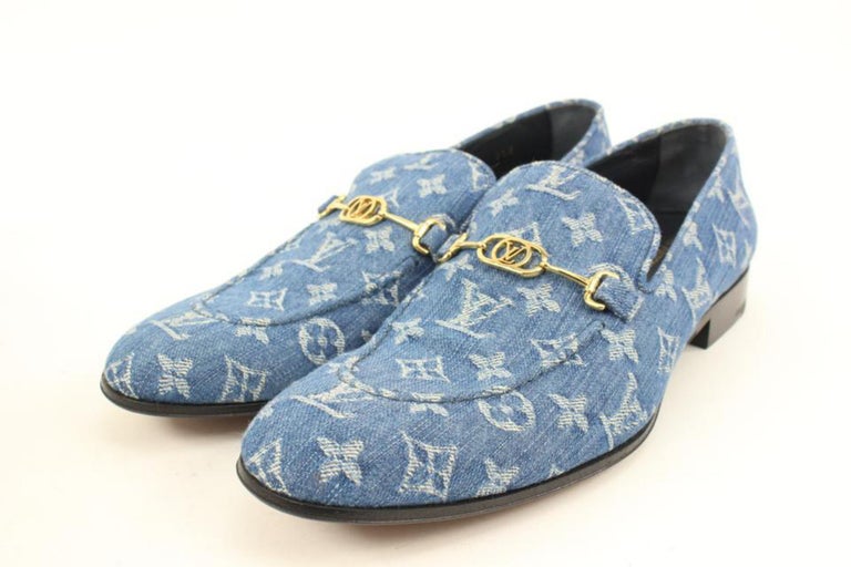 Louis Vuitton men loafers monogram light blue US size 9.5