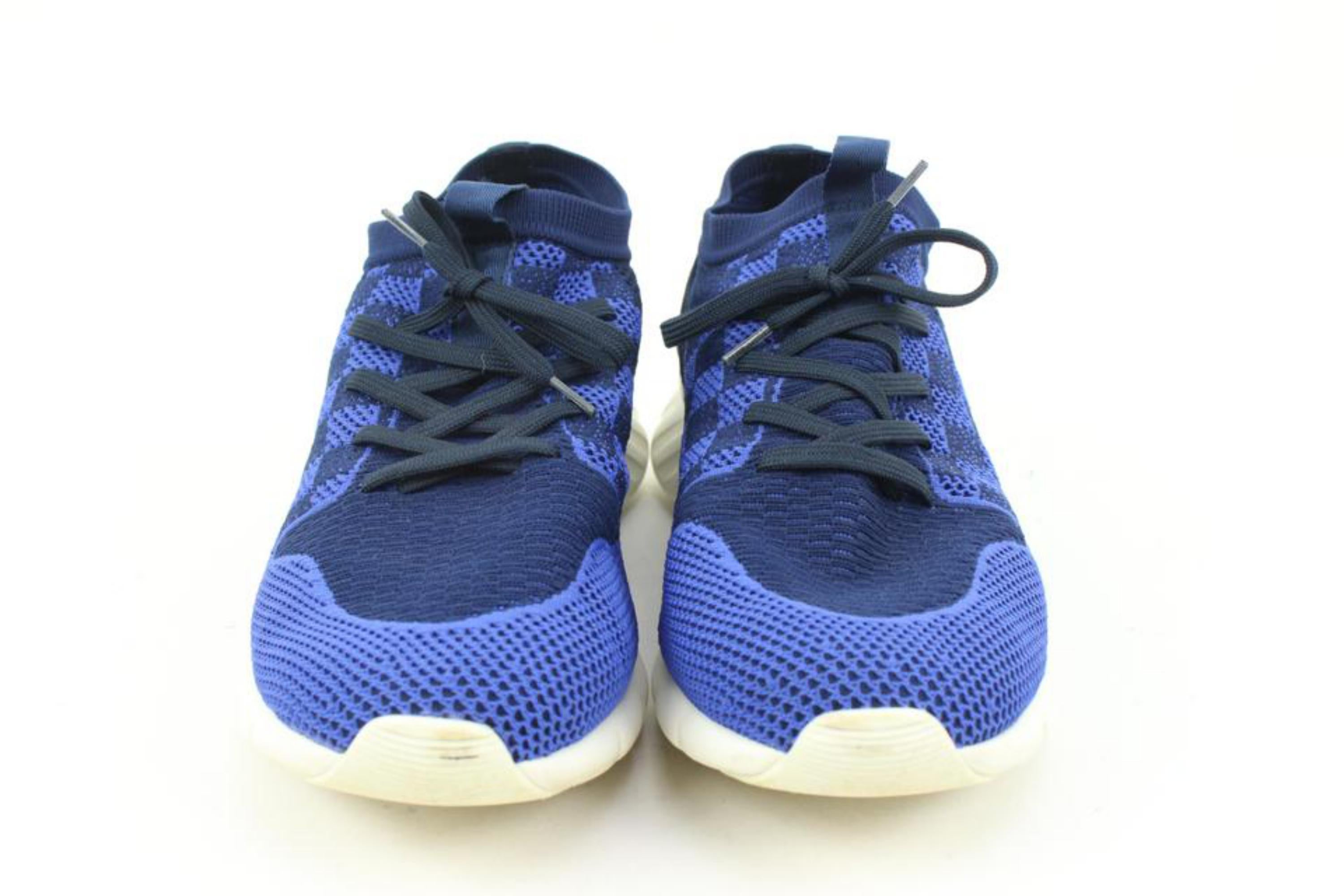 Louis Vuitton Men's 9.5 US Blue Damier Fast Lane Knit Sneakers 29lv21s 5