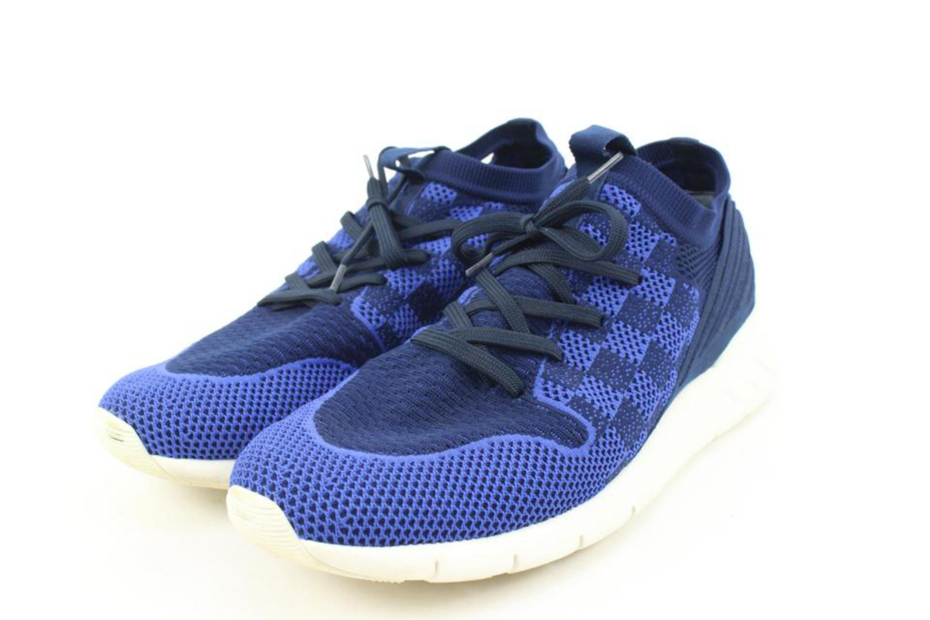 Louis Vuitton Men's 9.5 US Blue Damier Fast Lane Knit Sneakers 29lv21s
Made In: Italy
Measurements: Length:  12.5