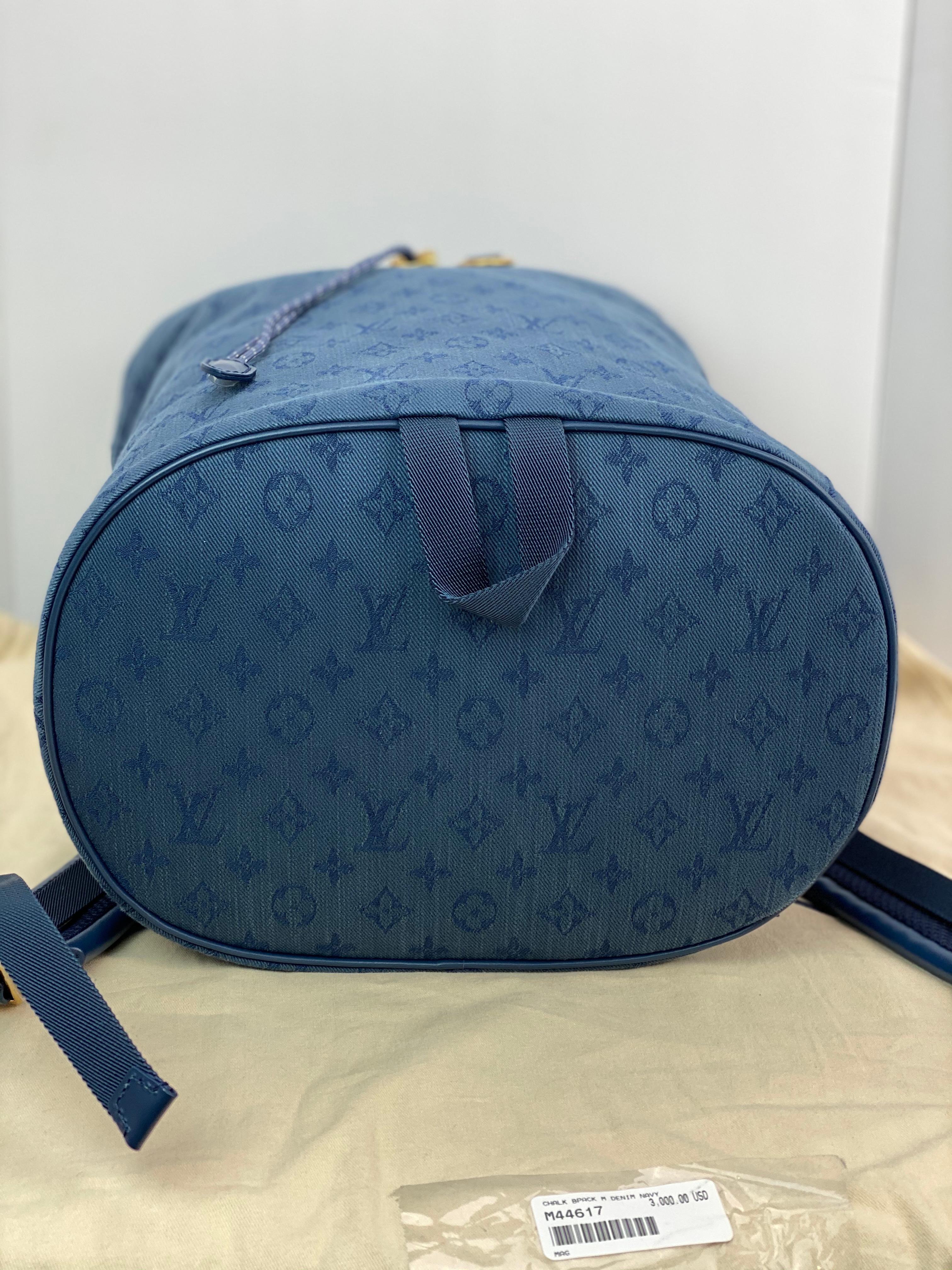 Louis Vuitton Men's Backpack Chalk Navy Blue Monogram Denim Travel
