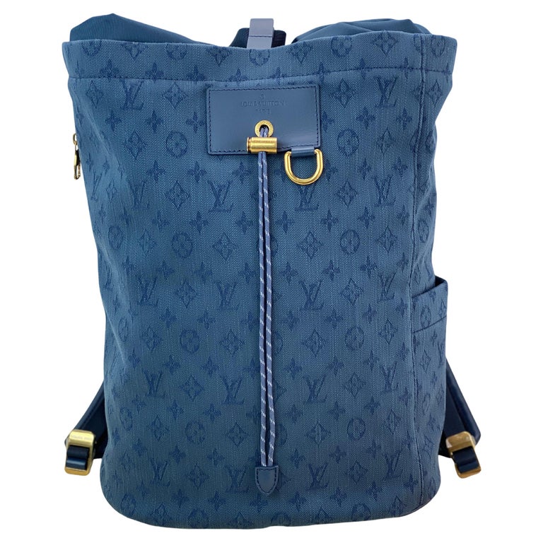 Louis Vuitton Men's Backpack Chalk Navy Blue Monogram Denim Travel
