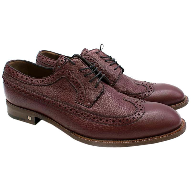 Louis Vuitton Men's Burgundy Leather Brogues size 45.5 at 1stDibs