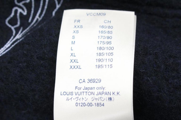 Louis Vuitton Men's L Blue Embroidered Flower Zip Through Hoodie Sweatshirt  9lv2
