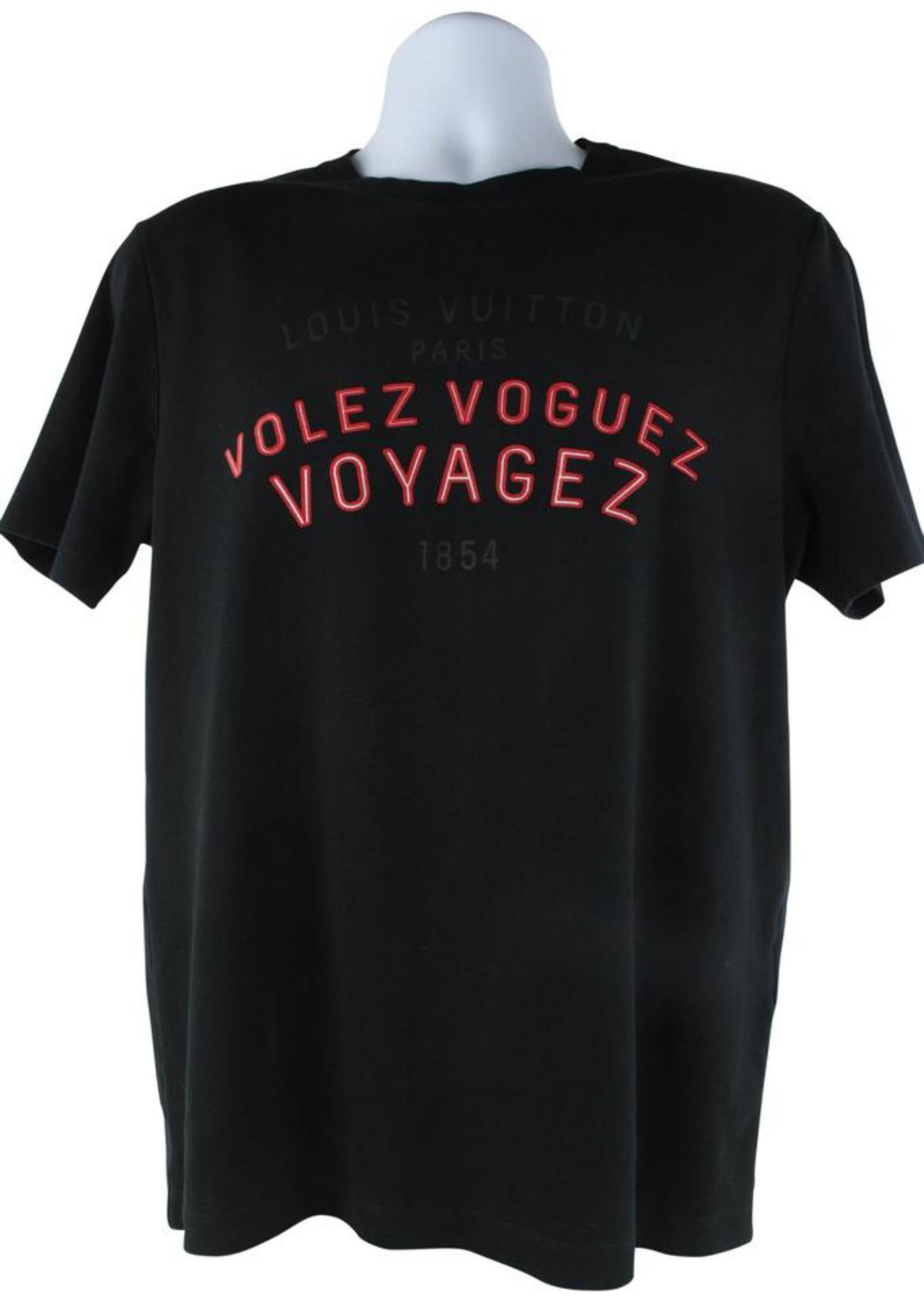 Louis Vuitton Men's Large Black x Red Volez Voguez Voyagez T-Shirt Tee 1116lv35 For Sale 6