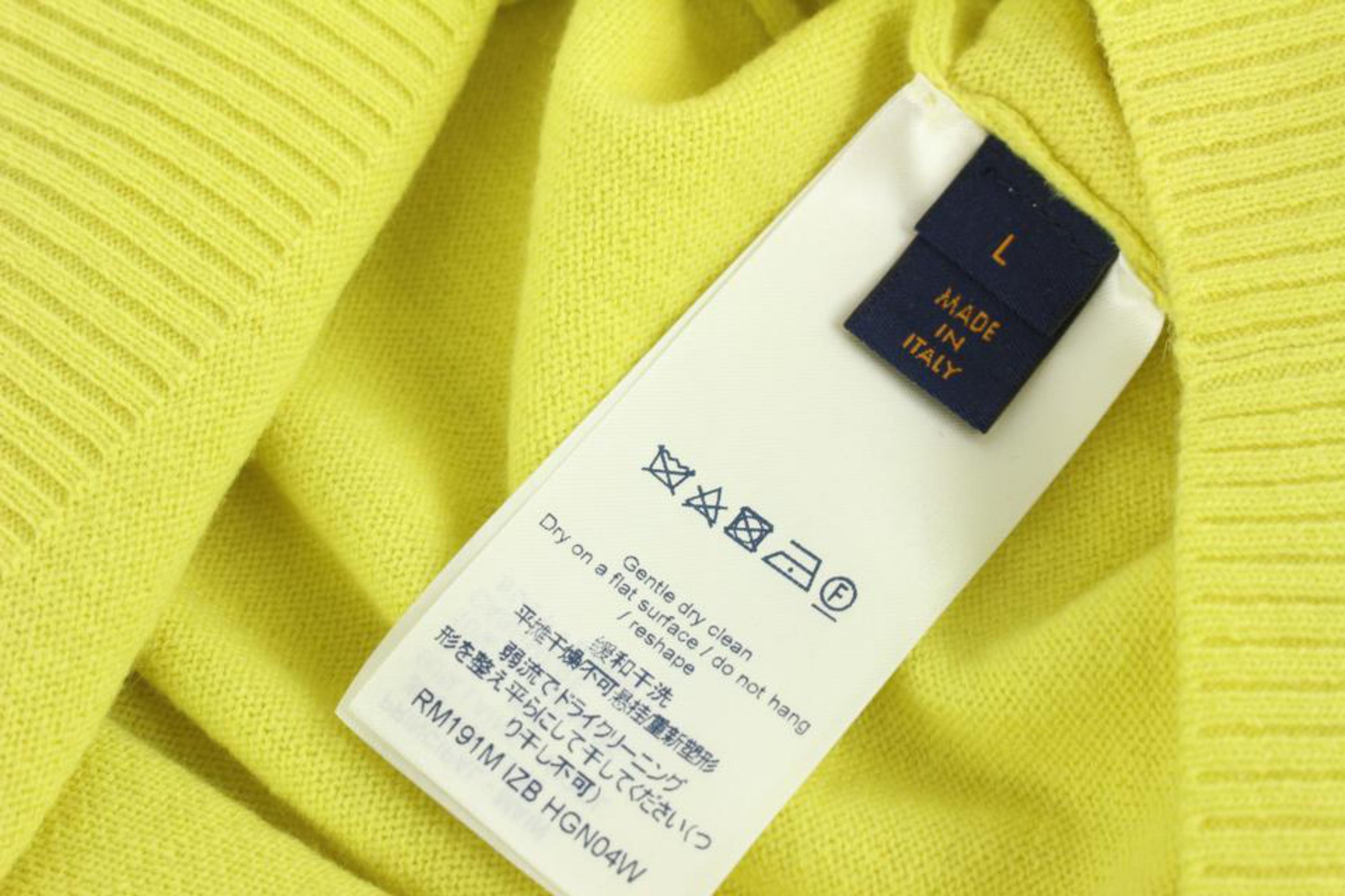 Louis Vuitton Men's Large Grey x Yellow Colour Block Crew Neck Sweater  928lv67 For Sale 3