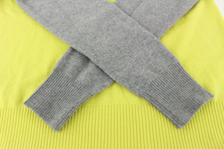 Louis Vuitton Men's Wool Cashmere Yellow Gray Color Block Sweater M