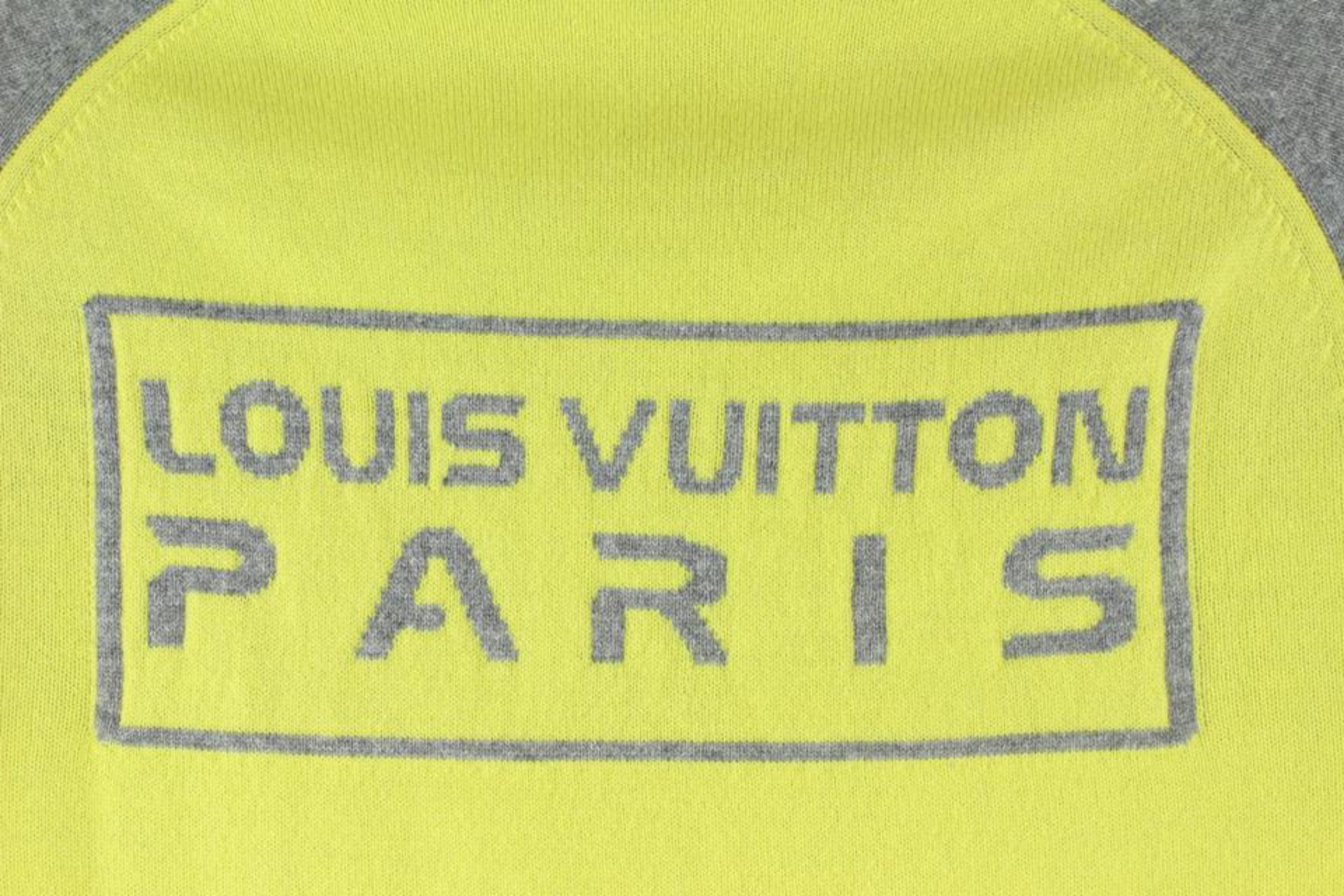 Louis Vuitton Men's Large Grey x Yellow Colour Block Crew Neck Sweater  928lv67 For Sale 1