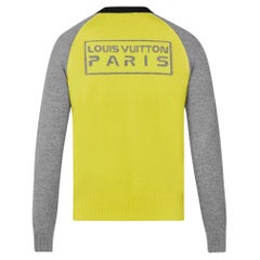 Louis Vuitton - Pull à col ras du cou à blocs de couleur gris et jaune, pour homme  928lv67