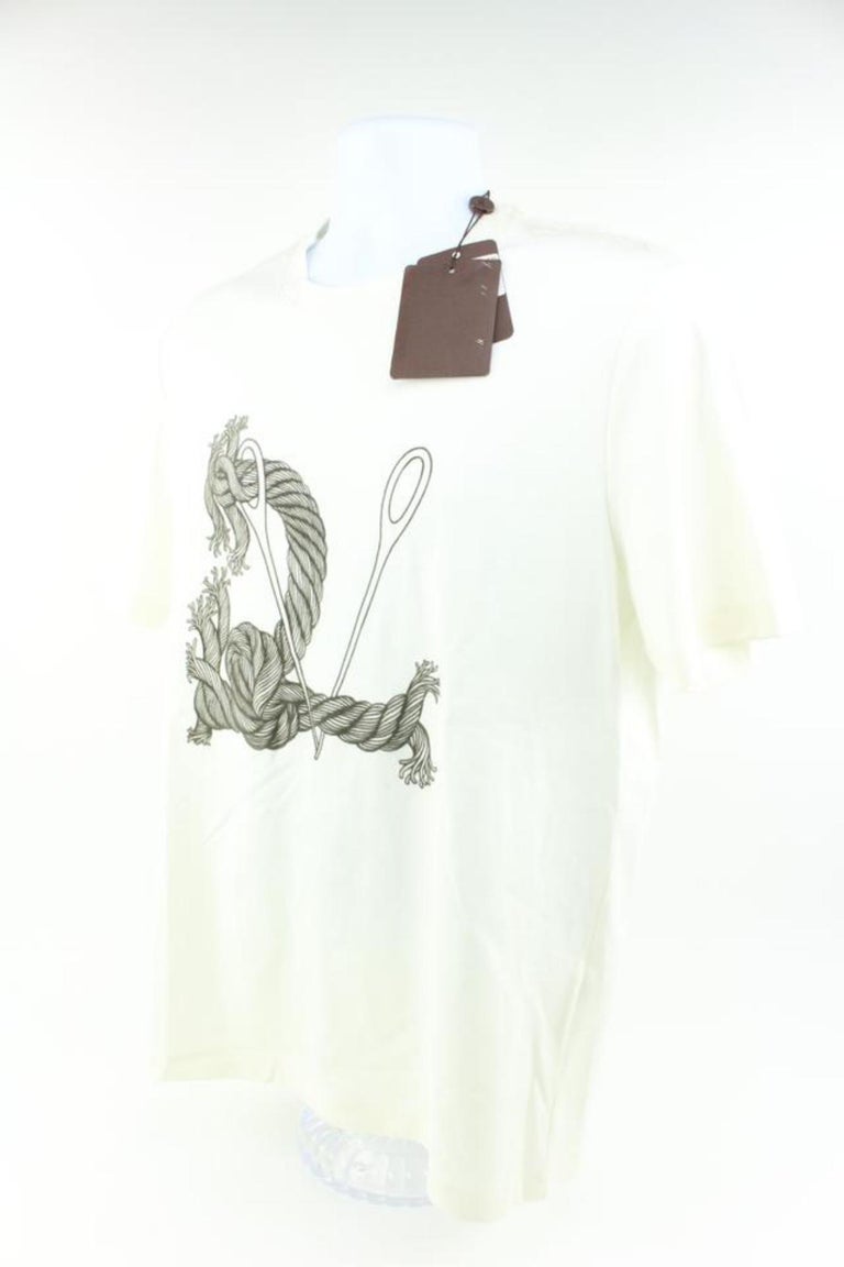 Louis Vuitton Men's Large Ivory Needle and Thread T-Shirt 114lv16
