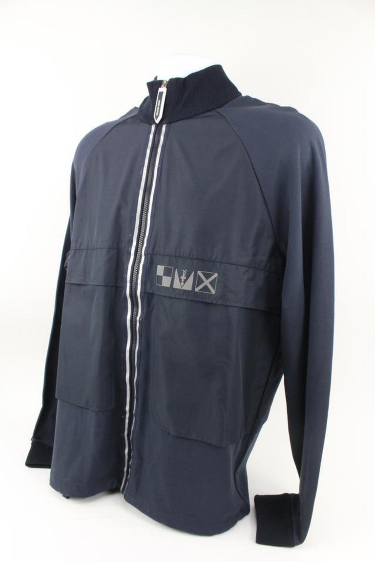 RARE Mens Louis Vuitton LV Leather Satellite Marine Navy Blue Biker Jacket  Sz L