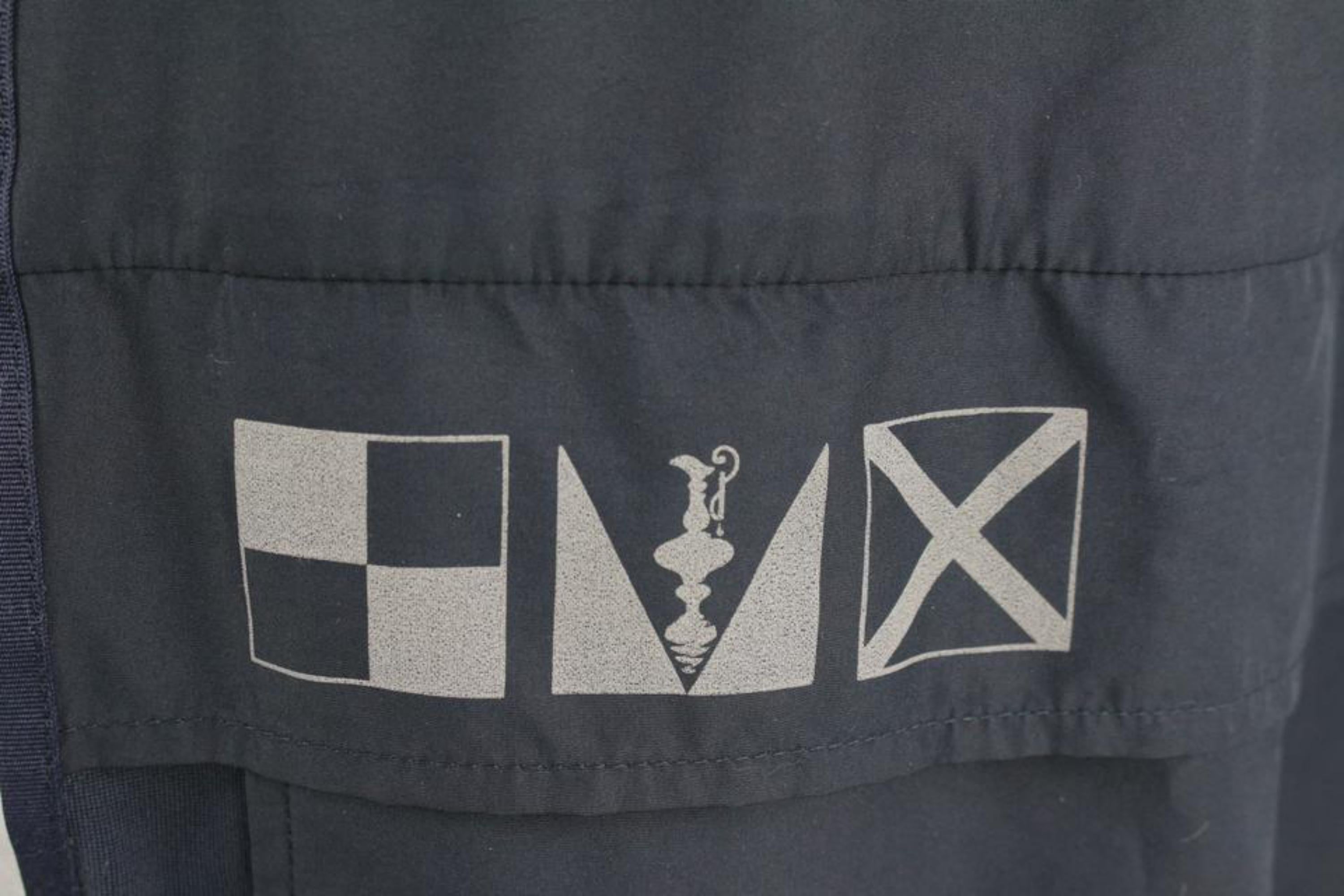 Louis Vuitton Men's Large Navy Blue LV America's Cup Zip Up Jacket 7lv222s In Excellent Condition In Dix hills, NY