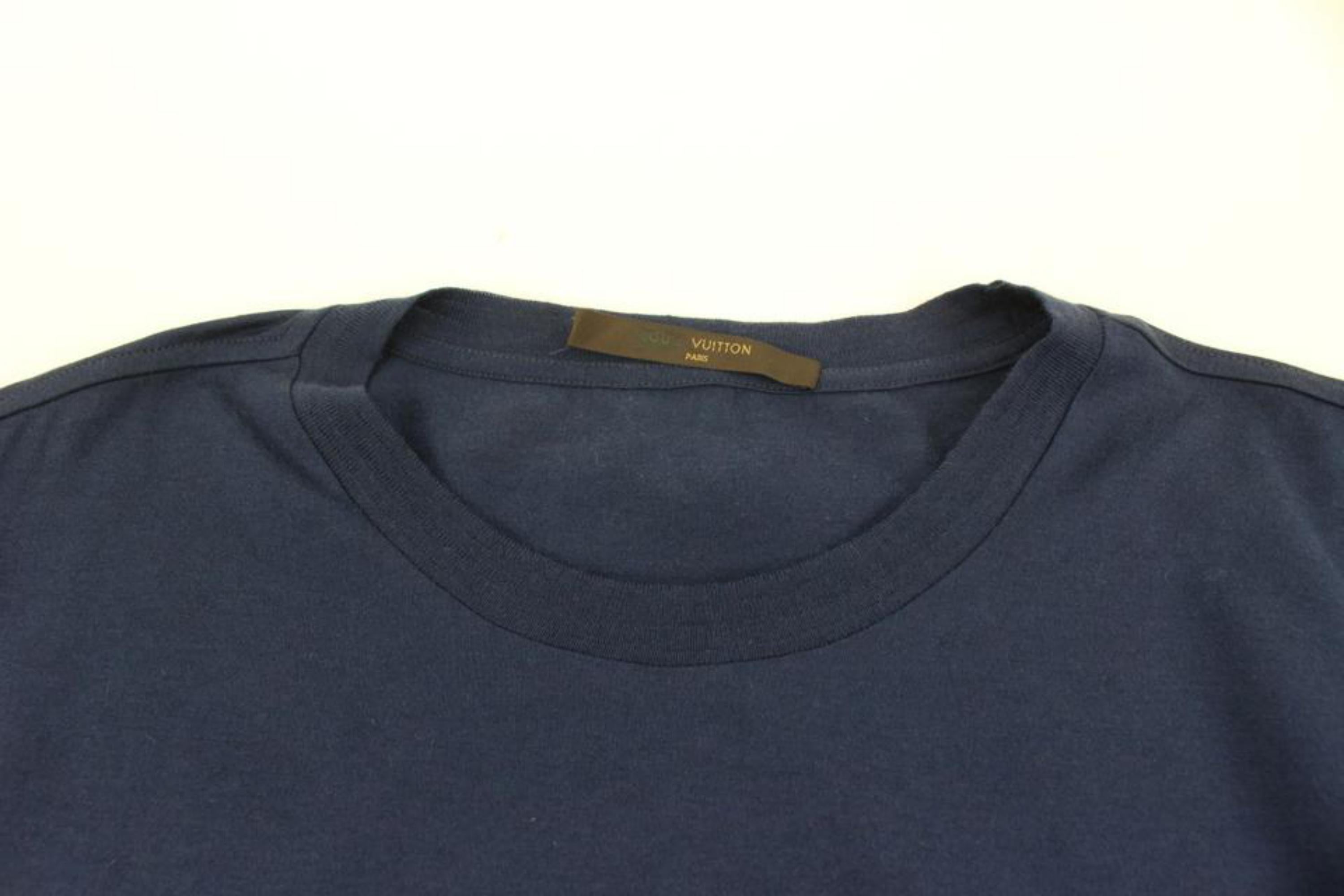 Louis Vuitton Men's Large Navy Paris Topographical Map Globe T-Shirt Tee Sh125lv For Sale 3