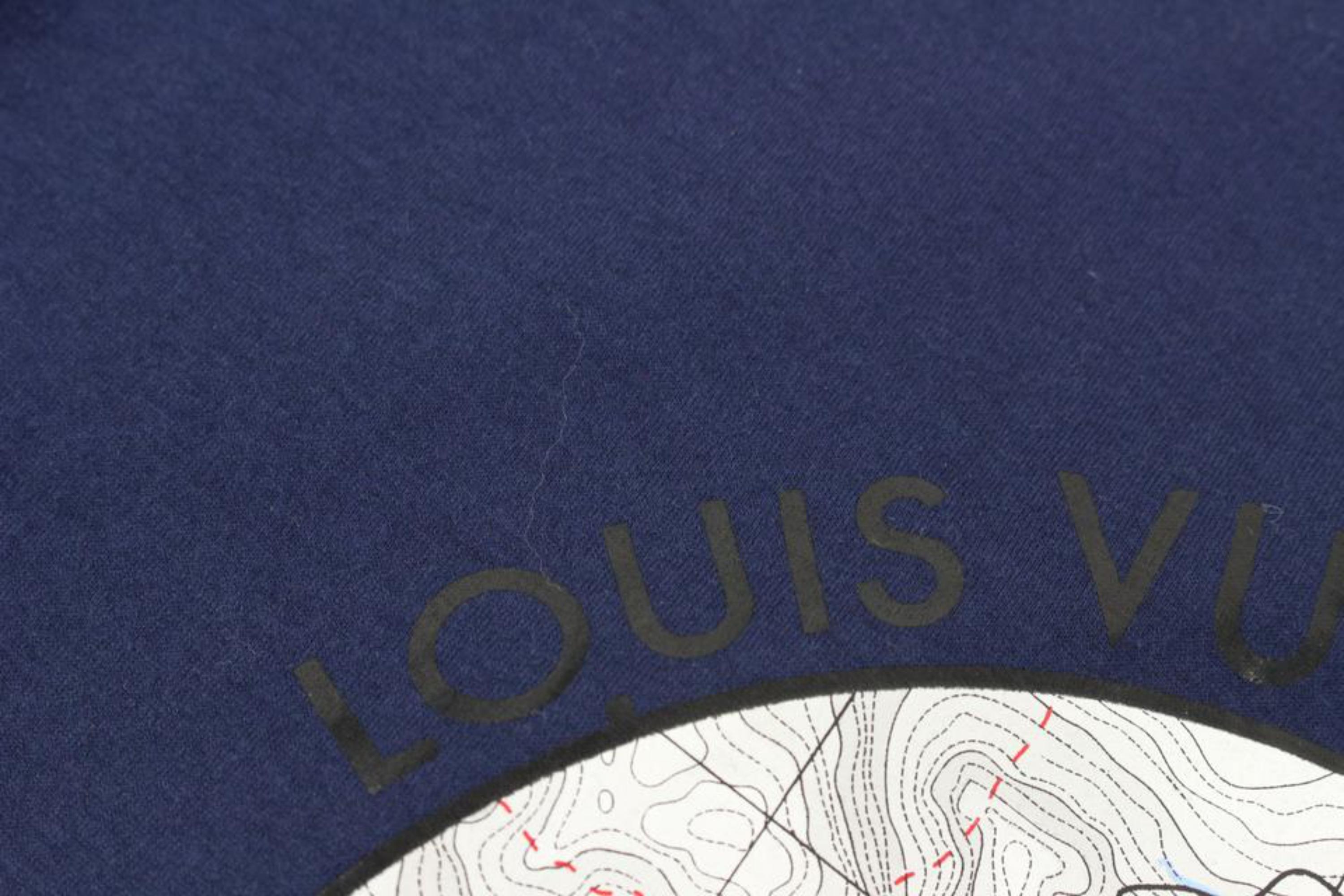 Louis Vuitton Men's Large Navy Paris Topographical Map Globe T-Shirt Tee Sh125lv For Sale 5