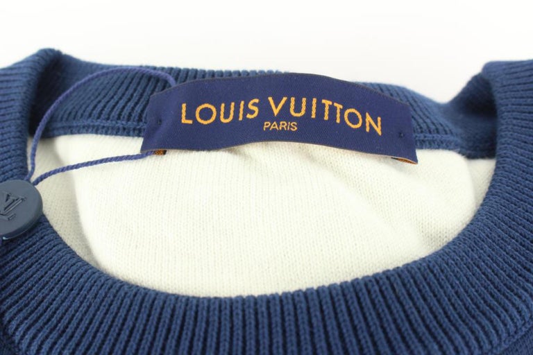 LOUIS VUITTON PARIS Mens Blue Champs Elysees Wool + Lv Patch Sweater -  Large $558.09 - PicClick