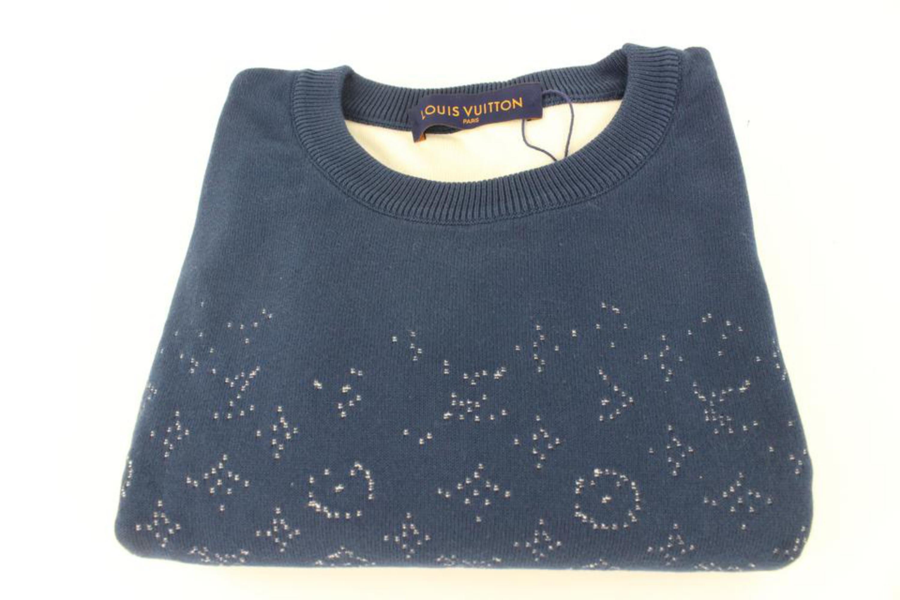 Louis Vuitton Men's Large Ocean Blue LVSE Monogram Degrade Crewneck Sweater  In New Condition In Dix hills, NY