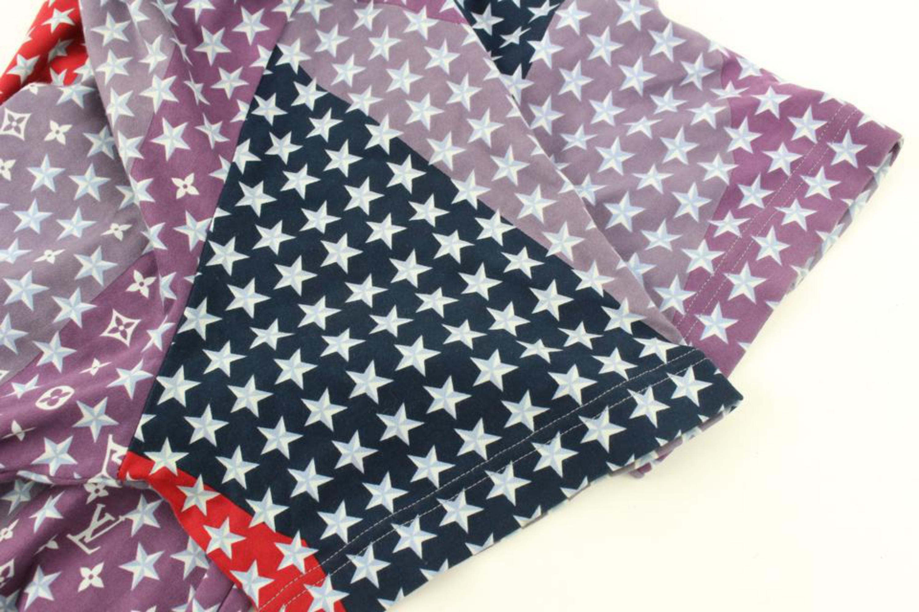 Louis Vuitton Mens Large Purple x Red x Blue Star Monogram T-Shirt Tee Shirt  For Sale 3