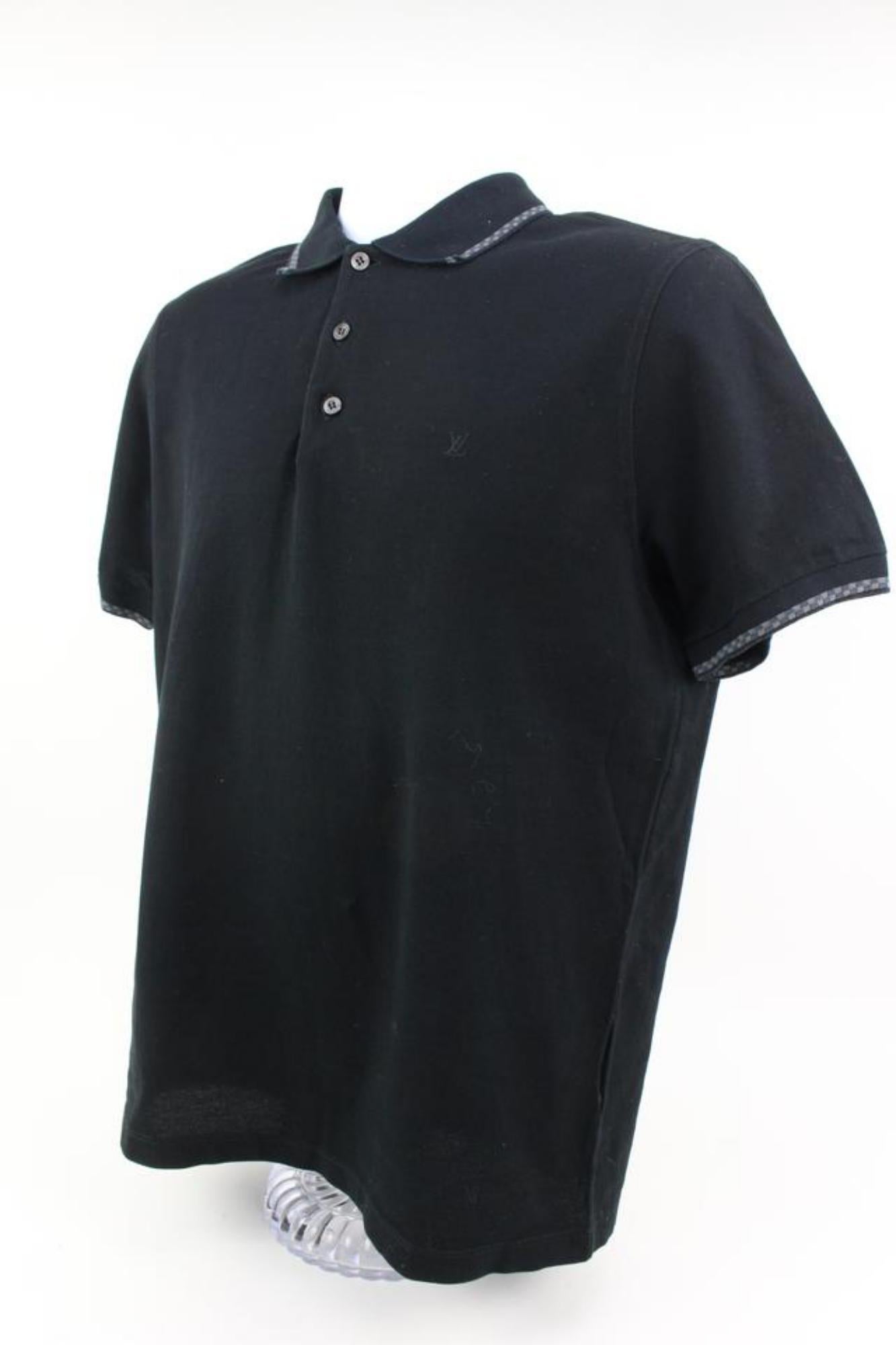Louis Vuitton Men's Large Rare Damier Graphite Trim Black LV Polo Shirt ...