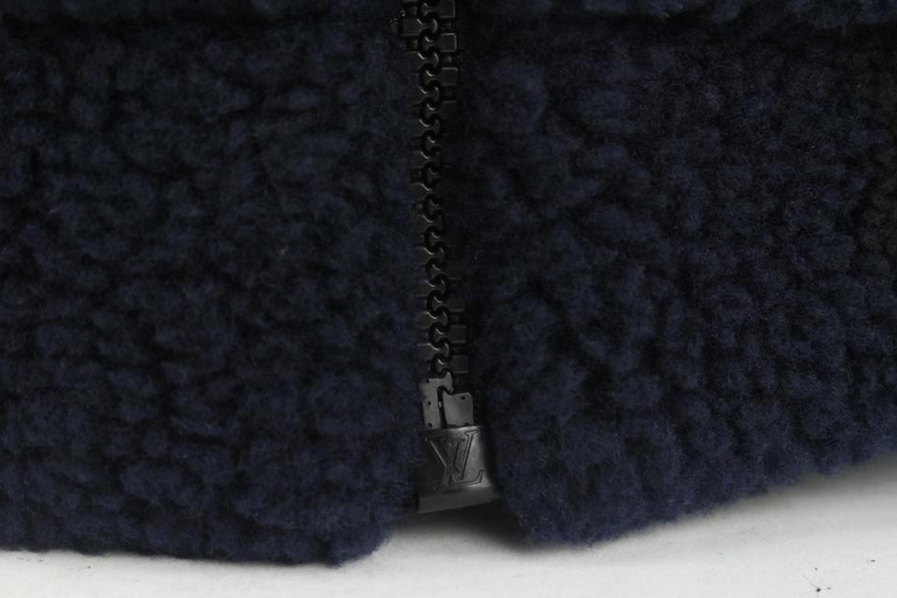 Louis Vuitton Mens M LV Nigo Navy Jacquared Damier Fleece Zip Jacket Blouson 111 For Sale 4