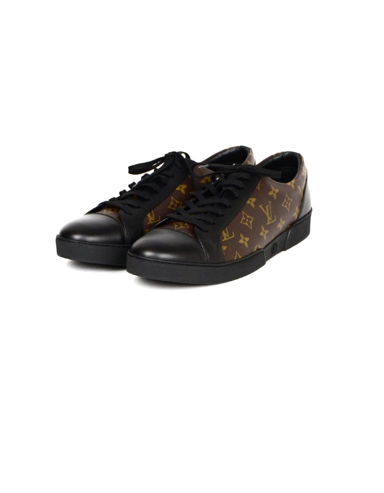 Louis Vuitton Men's New Black Leather/Monogram Match-Up Sneakers sz 12 For  Sale at 1stDibs