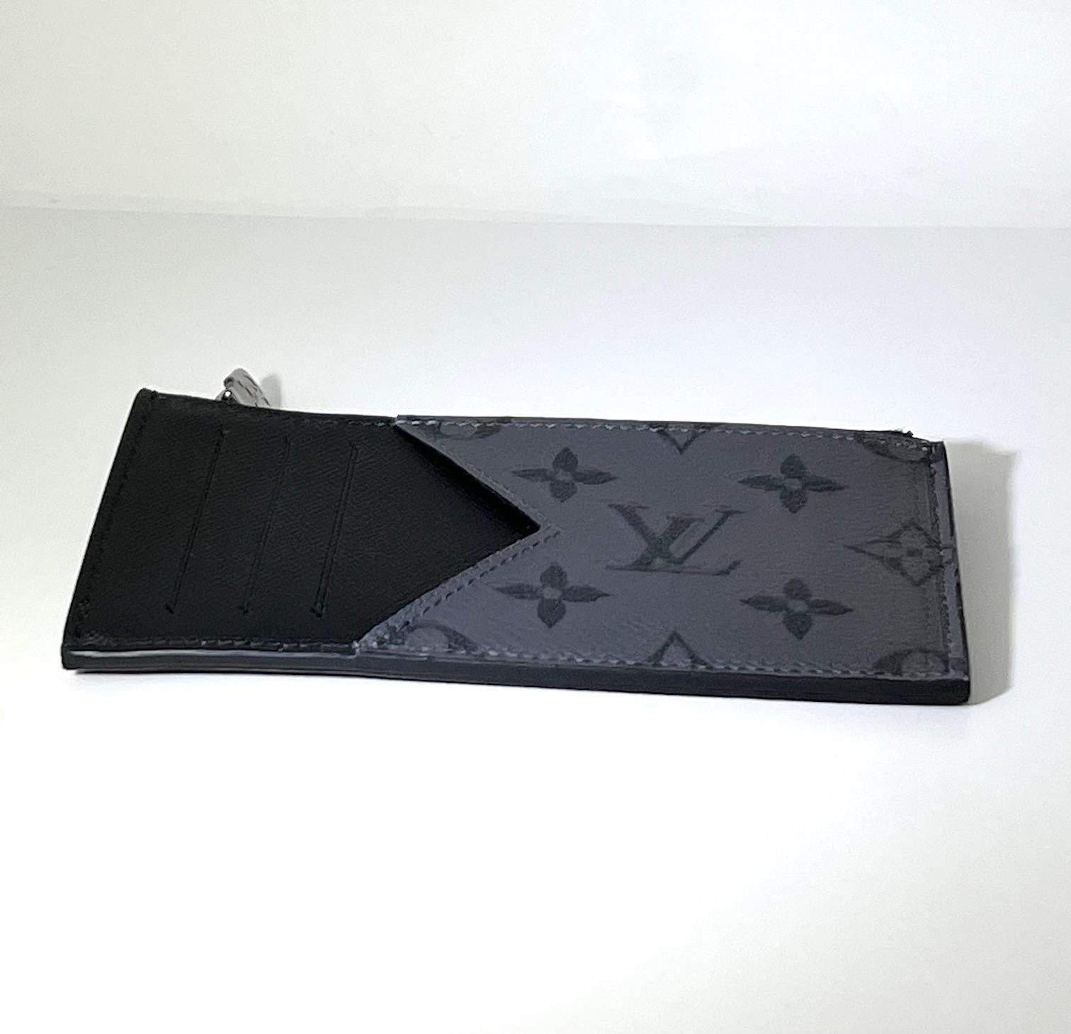 LOUIS VUITTON Men's Reverse Monogram Eclipse Taiga Coin Card Holder 6