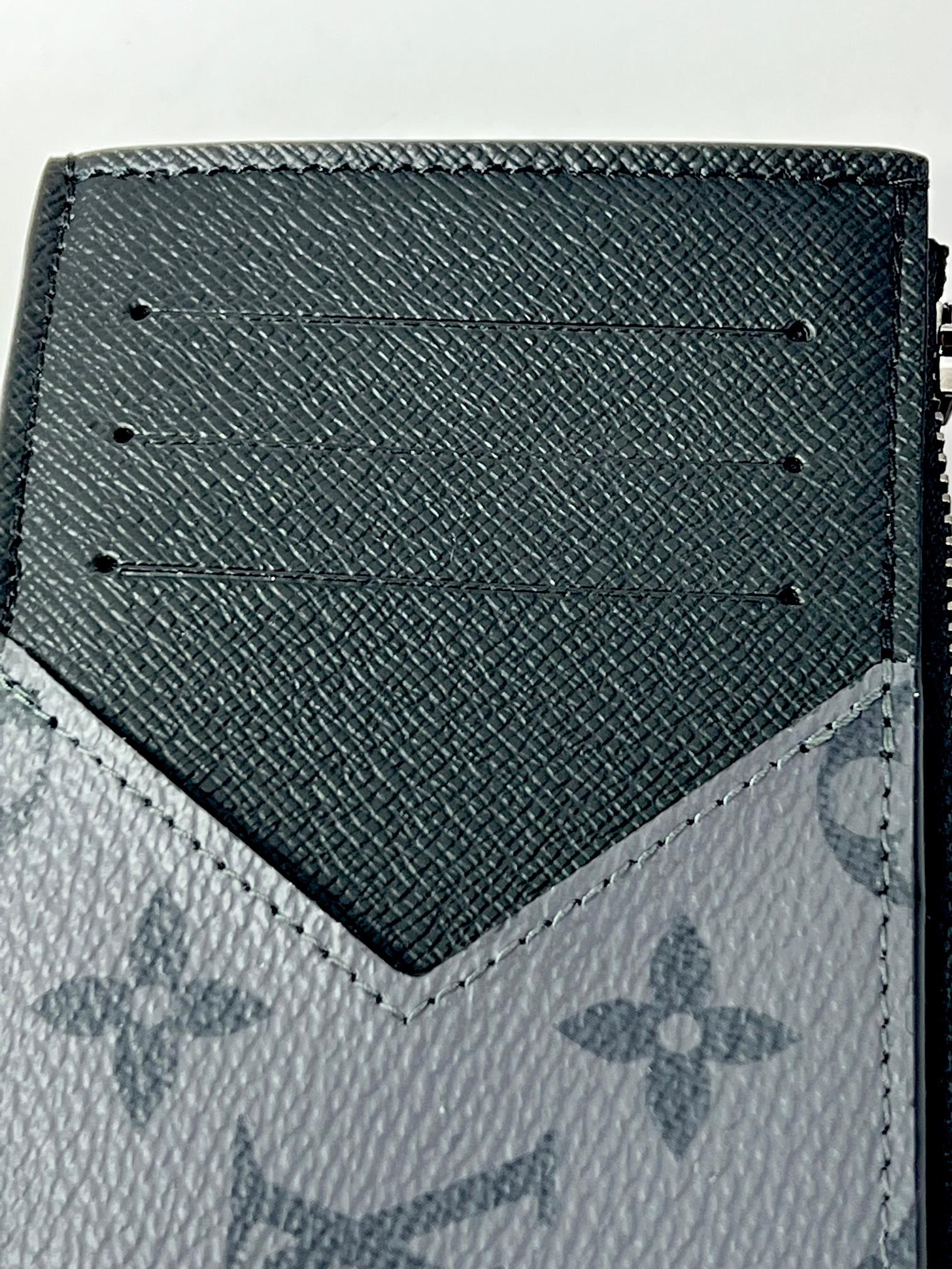 LOUIS VUITTON Men's Reverse Monogram Eclipse Taiga Coin Card Holder 9