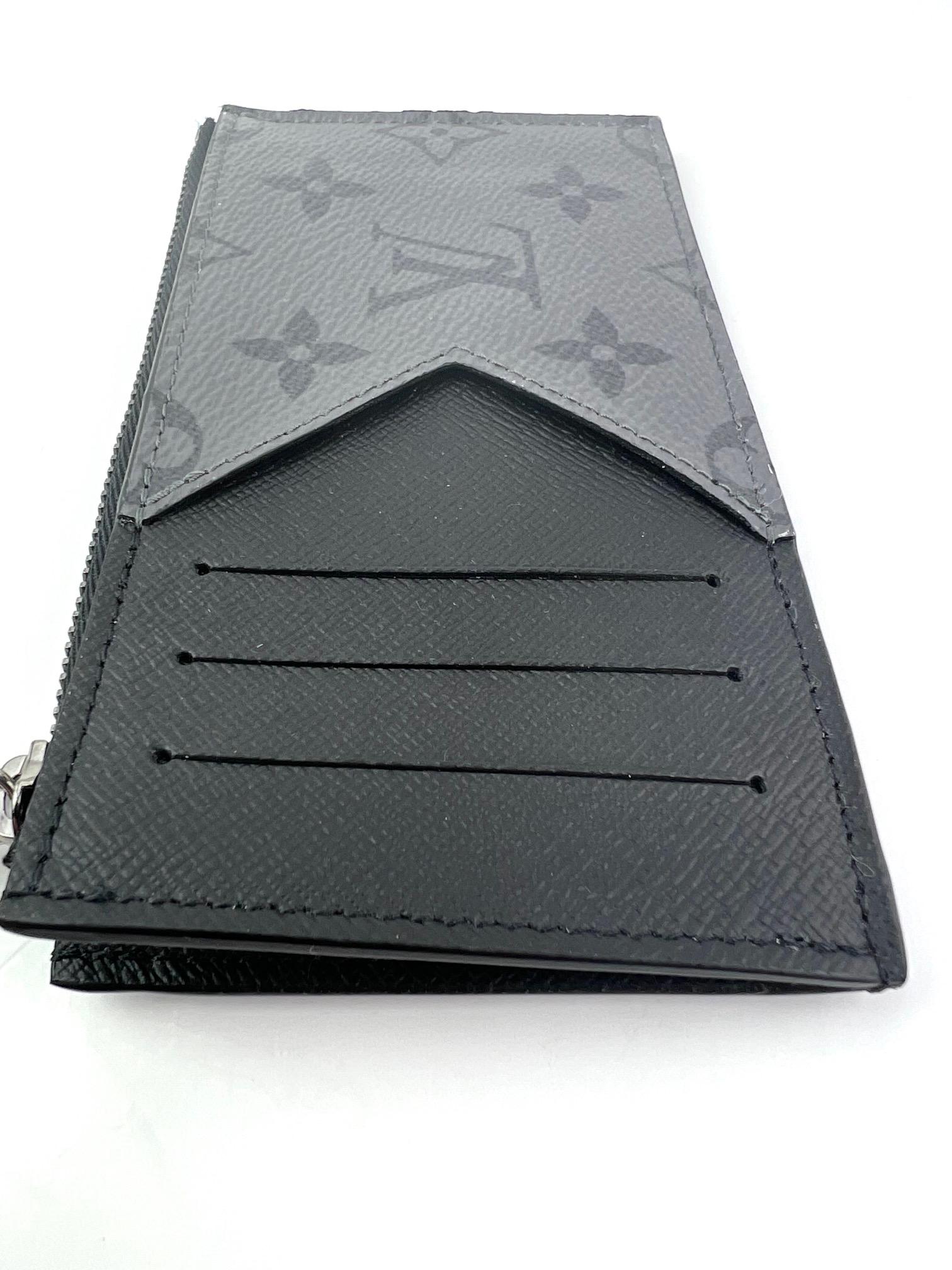 LOUIS VUITTON Men's Reverse Monogram Eclipse Taiga Coin Card Holder 1