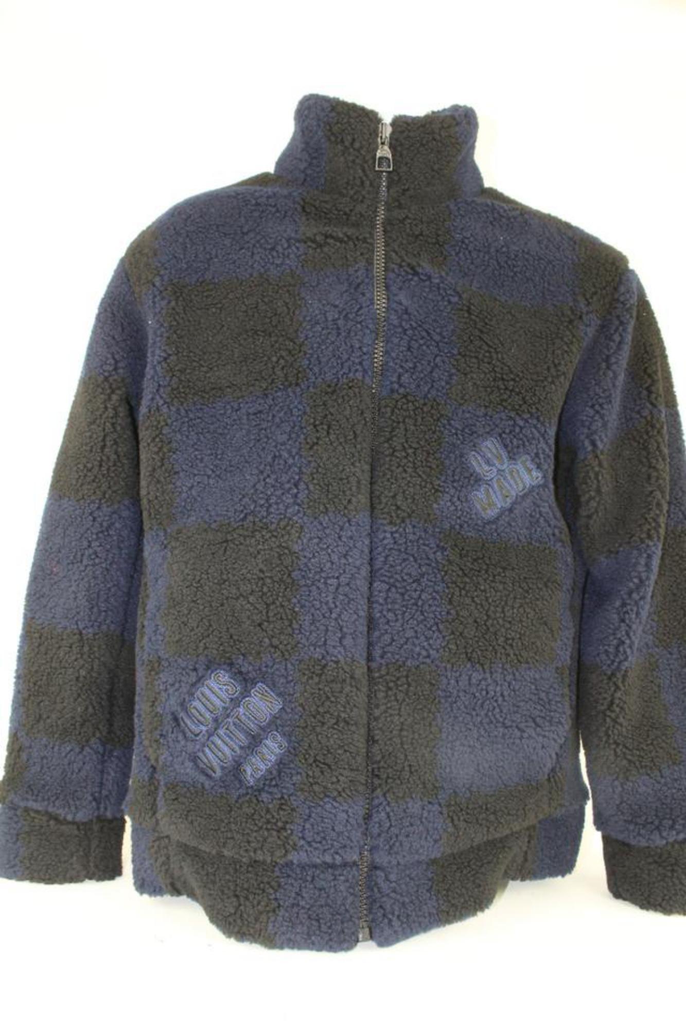 Louis Vuitton Men's S LV x Nigo Jacquared Damier Fleece Blouson Zip Jacket 1110l For Sale 1