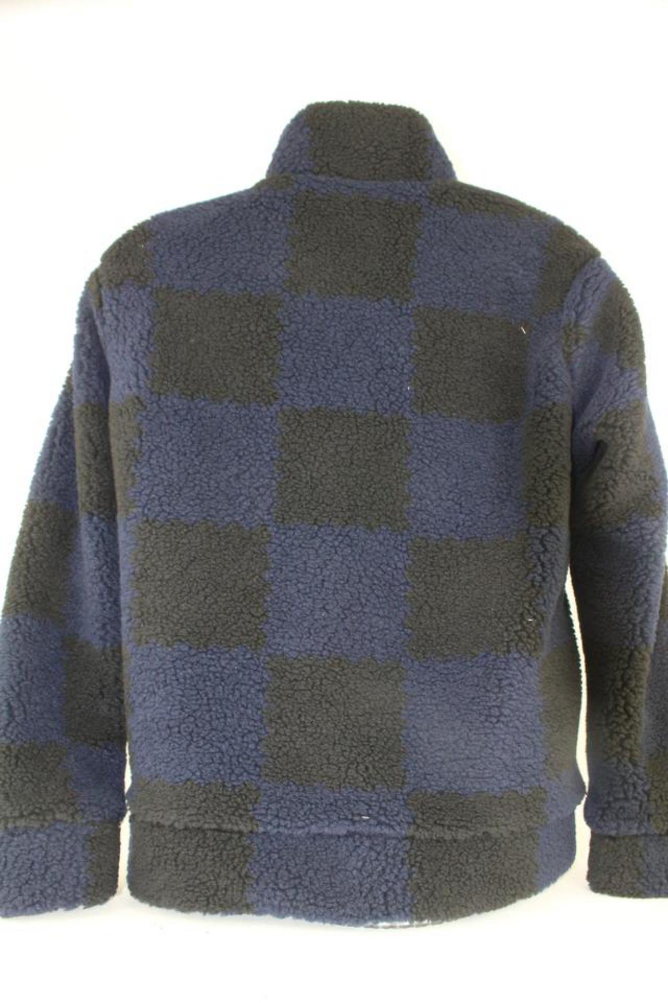 Louis Vuitton Men's S LV x Nigo Jacquared Damier Fleece Blouson Zip Jacket 1110l For Sale 2